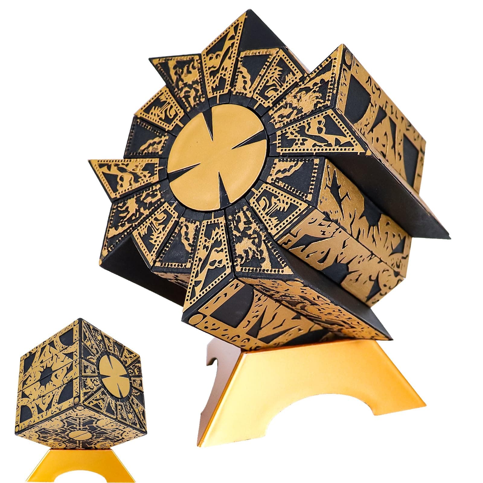 Hellraiser Puzzle Box Functional, Hellraiser Cube Detachable - Lament Configuration with Base, Deformation Puzzle Lock Box Decoration