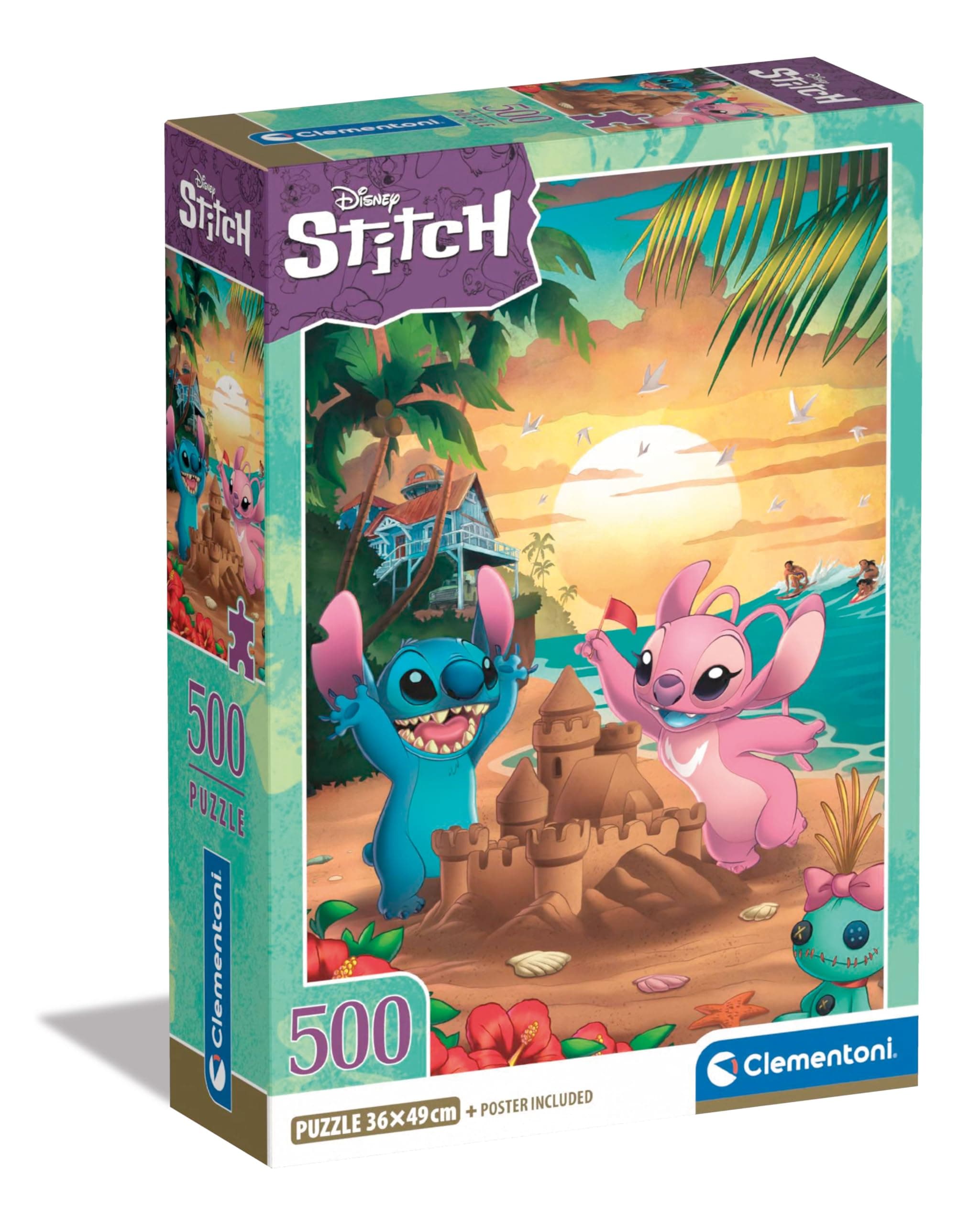 Clementoni Disney Stitch Puzzle - 500 Pieces - Adult Jigsaw Puzzle, Poster Included, Disney Jigsaw Puzzle, Fun for Adults, Made in Italy, 35547