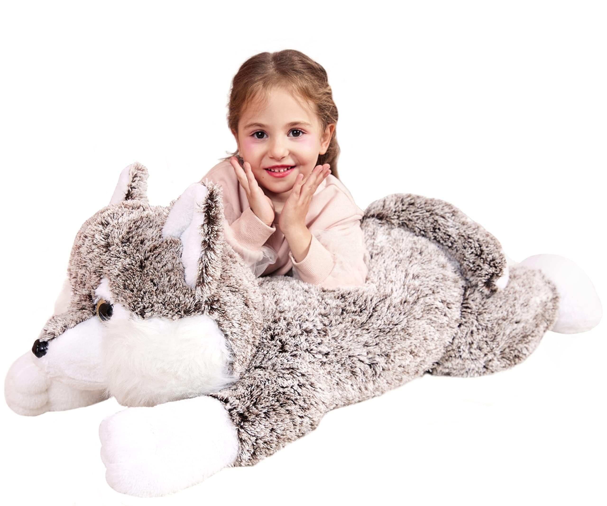 Giant Wolf Stuffed Animal Plush Toy, 30 Inches Big Soft Toys for Kids Girls Boys Girlfriend
