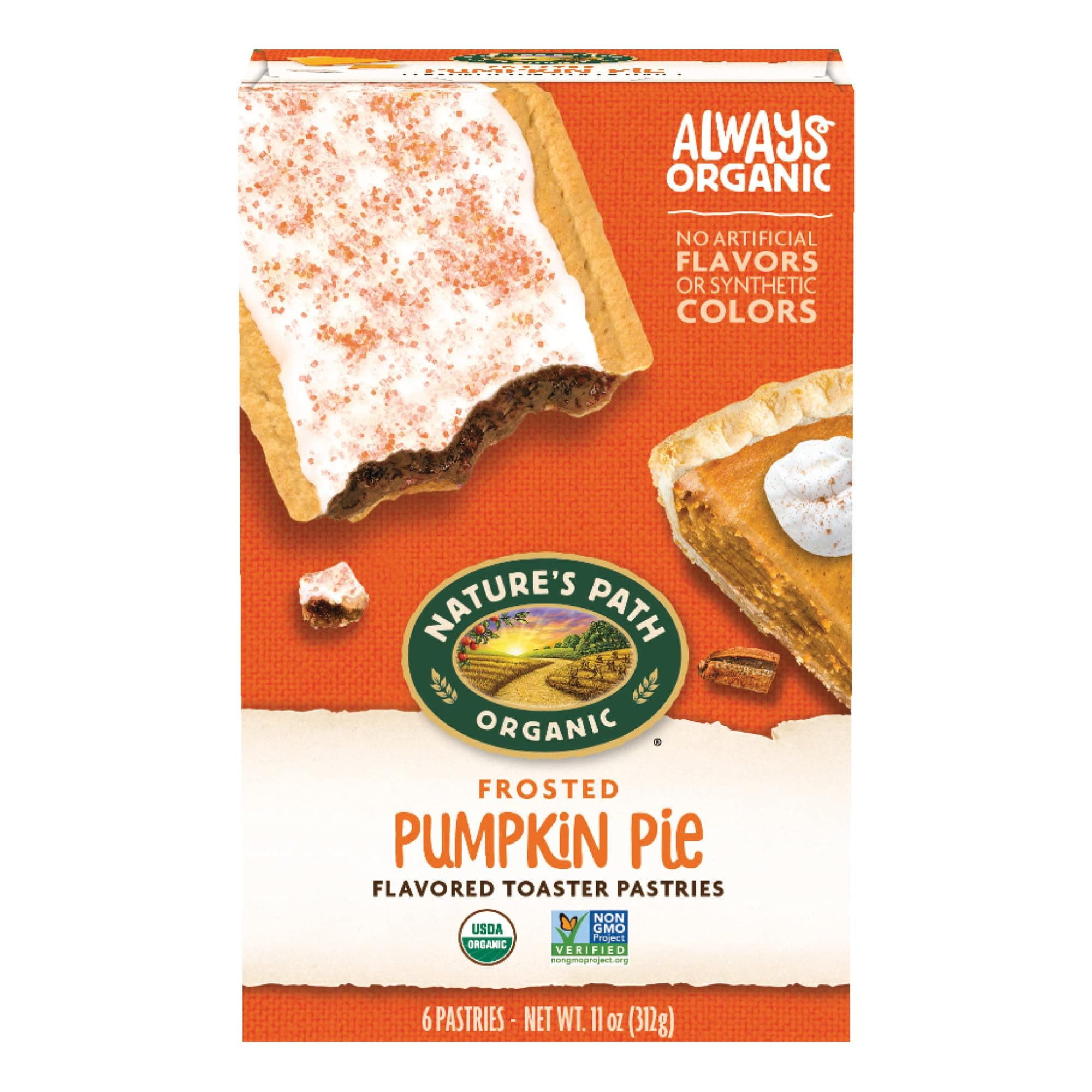 Nature's Path Organic Frosted Pumpkin Pie Toaster Pastries, 11 oz (Pack of 12), Non-GMO