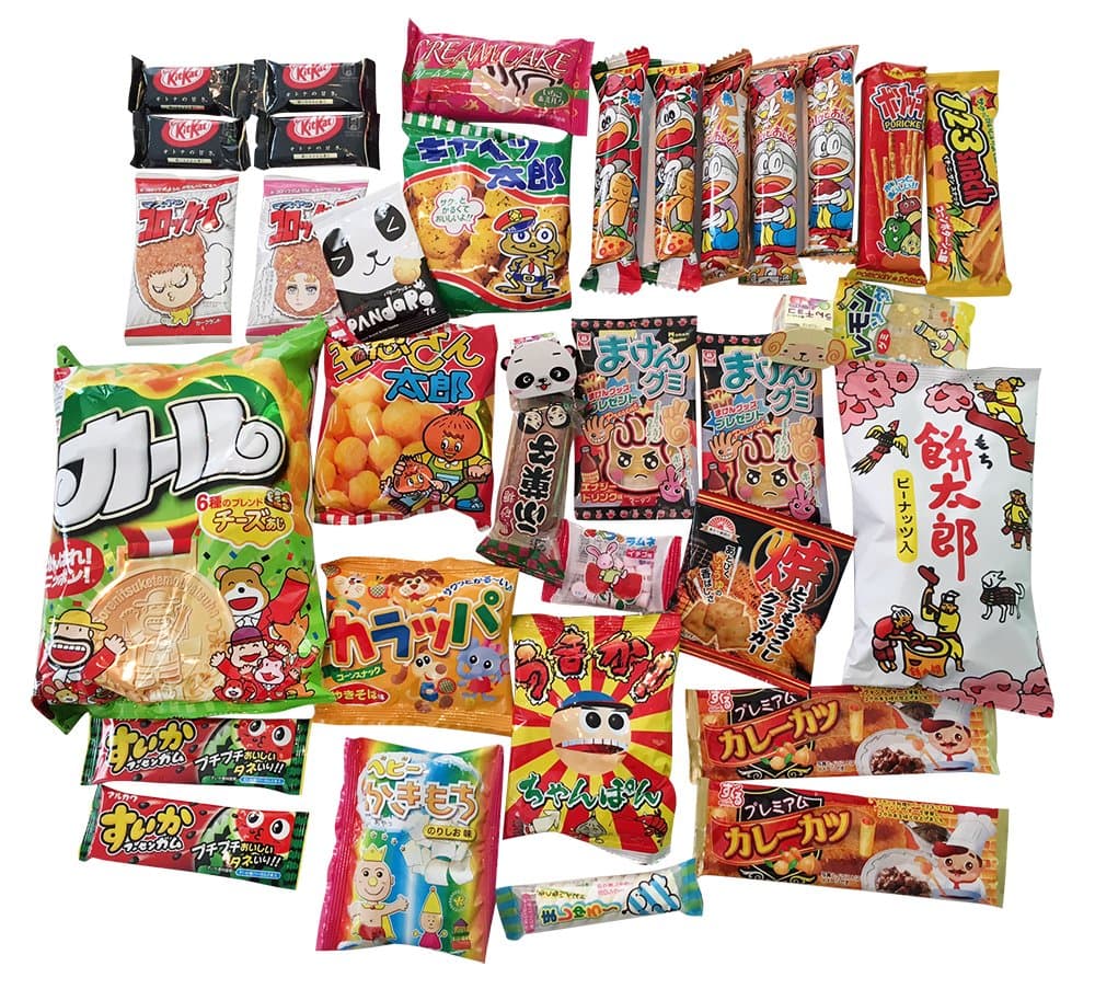 Assorted Japanese Snack and Candy Box Set with Handmade Origami