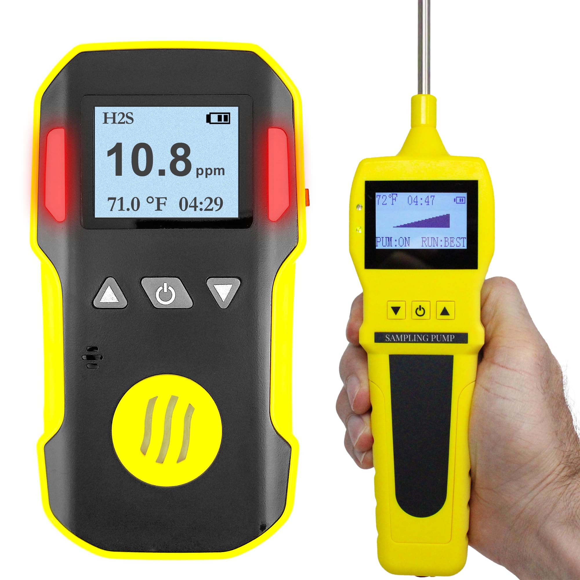H2S Monitor + Pump | UK & USA Calibration Certificate | USB Recharge | Sound, Light and Vibration Alarms | 0-100ppm H2S |