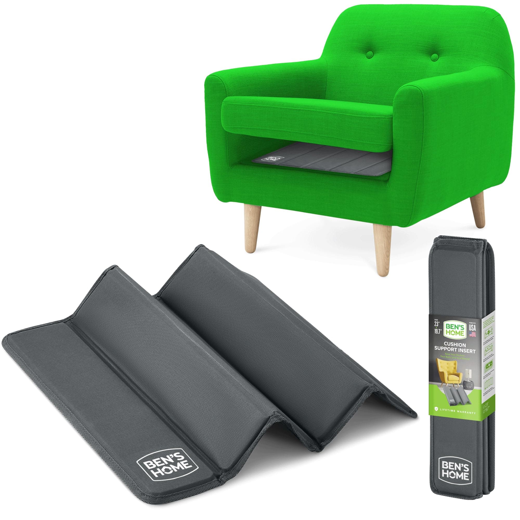 Ben'sHome Durable Armchair Cushion Support Insert [19.7" x 20-23"], Recliner Saver Board for Couch Pillows. Fix Saggy Seats - Strong, Dense & Thick - 0.4"