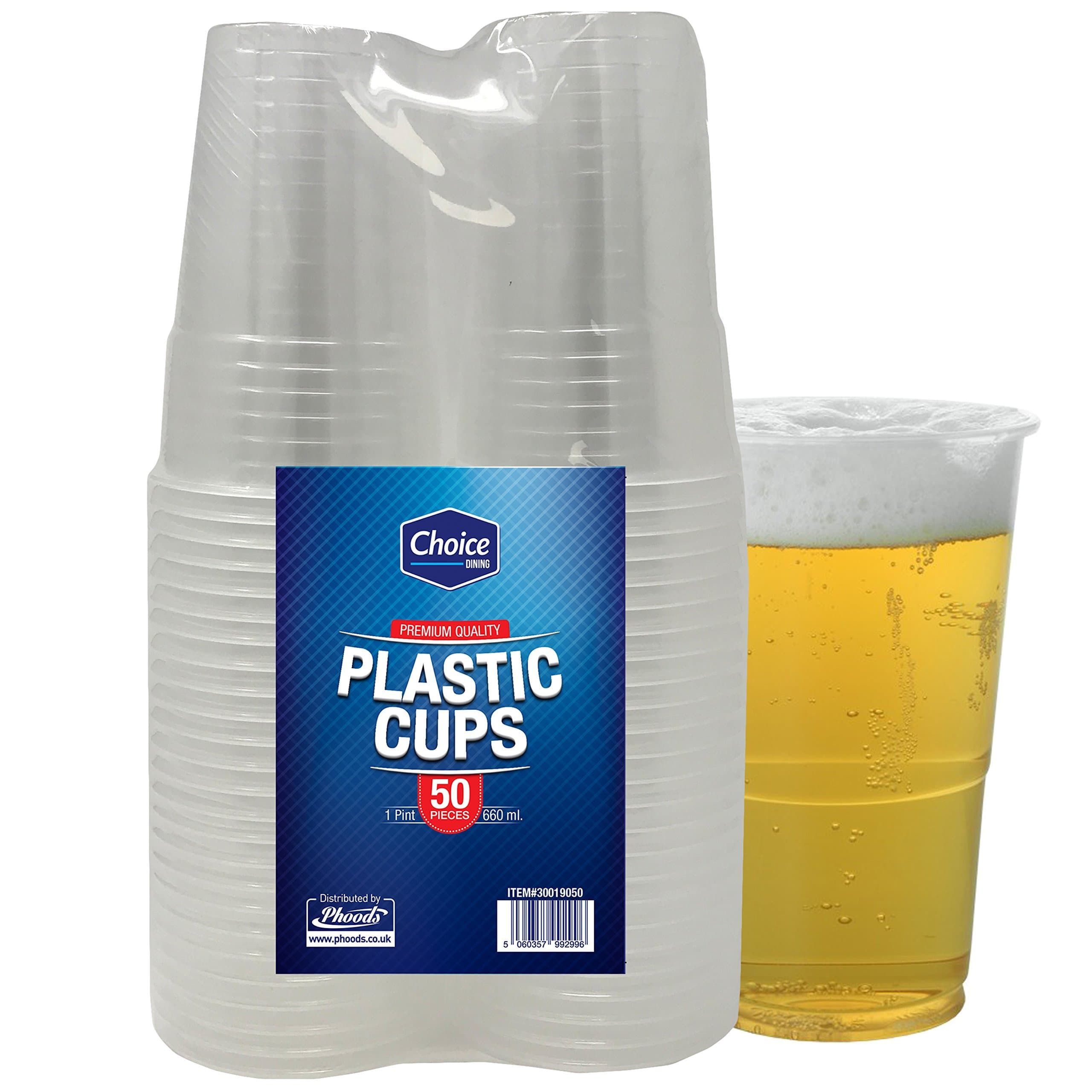 Pack of 50 Strong Reusable & Washable Dinnerware Pint Glasses Beer Cups Great for Party's and All Types of Events, Celebrations 660ml Party Supplies