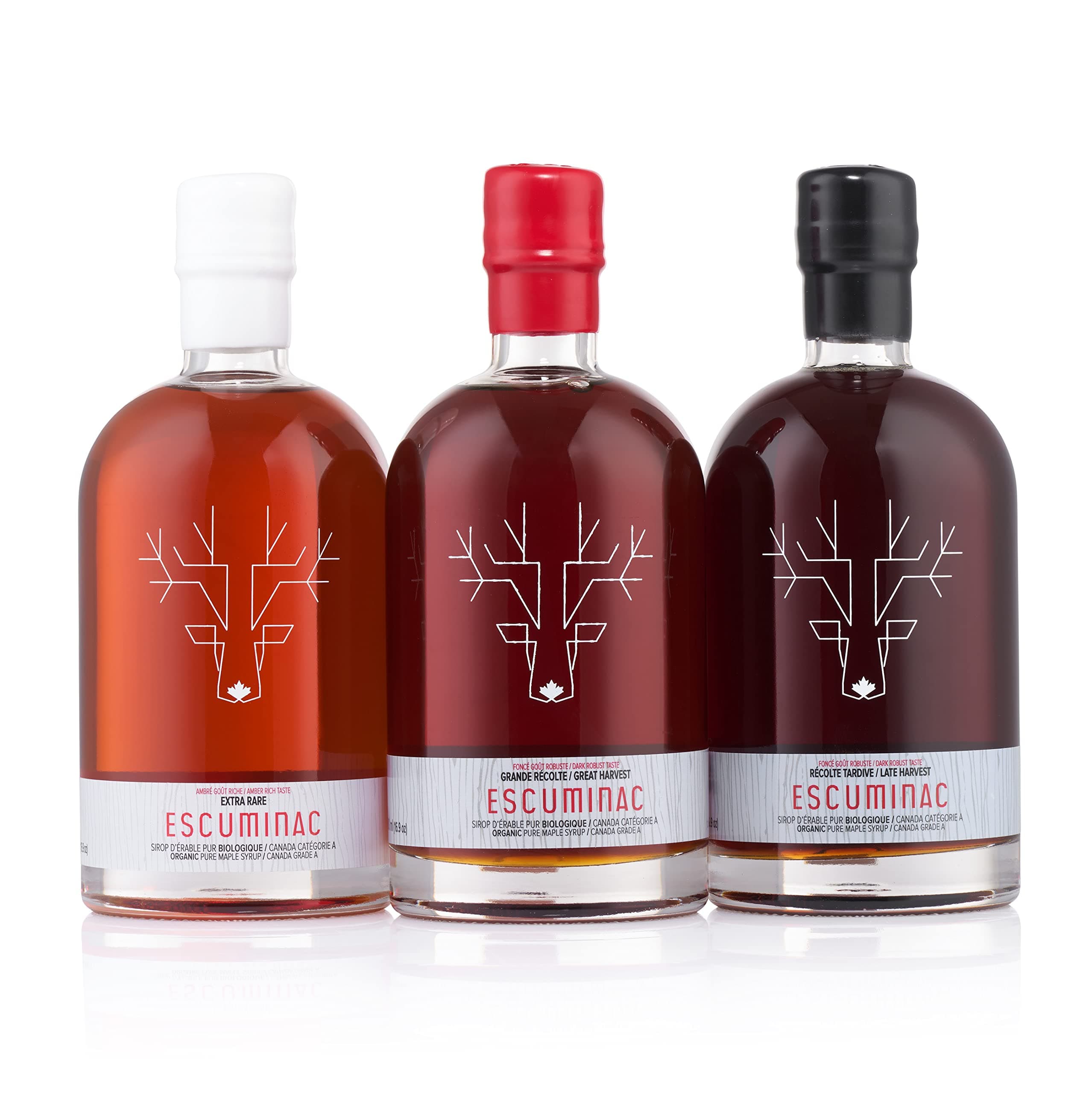 Escuminac Canadian Maple Syrup Gift Set – Value Bundle with 3 Harvests (Extra Rare, Great Harvest & Late Harvest) – 3 x 16.9 fl oz – 100% Pure & Organic