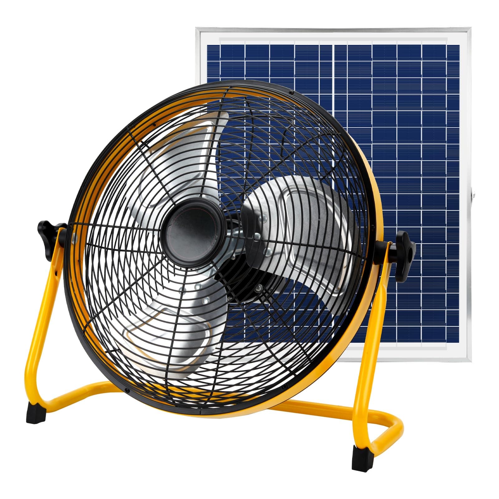 Solar Powered Rechargeable Fan 16", Whisper Quiet 15dB, 50Hr Runtime for Home Office Camping