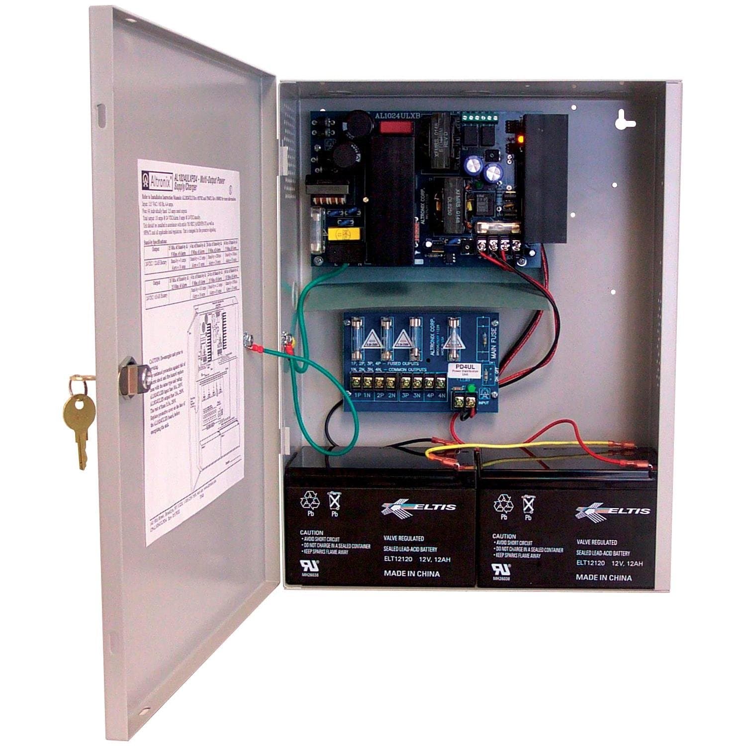 Altronix AL1024ULXPD4 Power Supply 4 Fuse 24VDC @ 10A,Grey