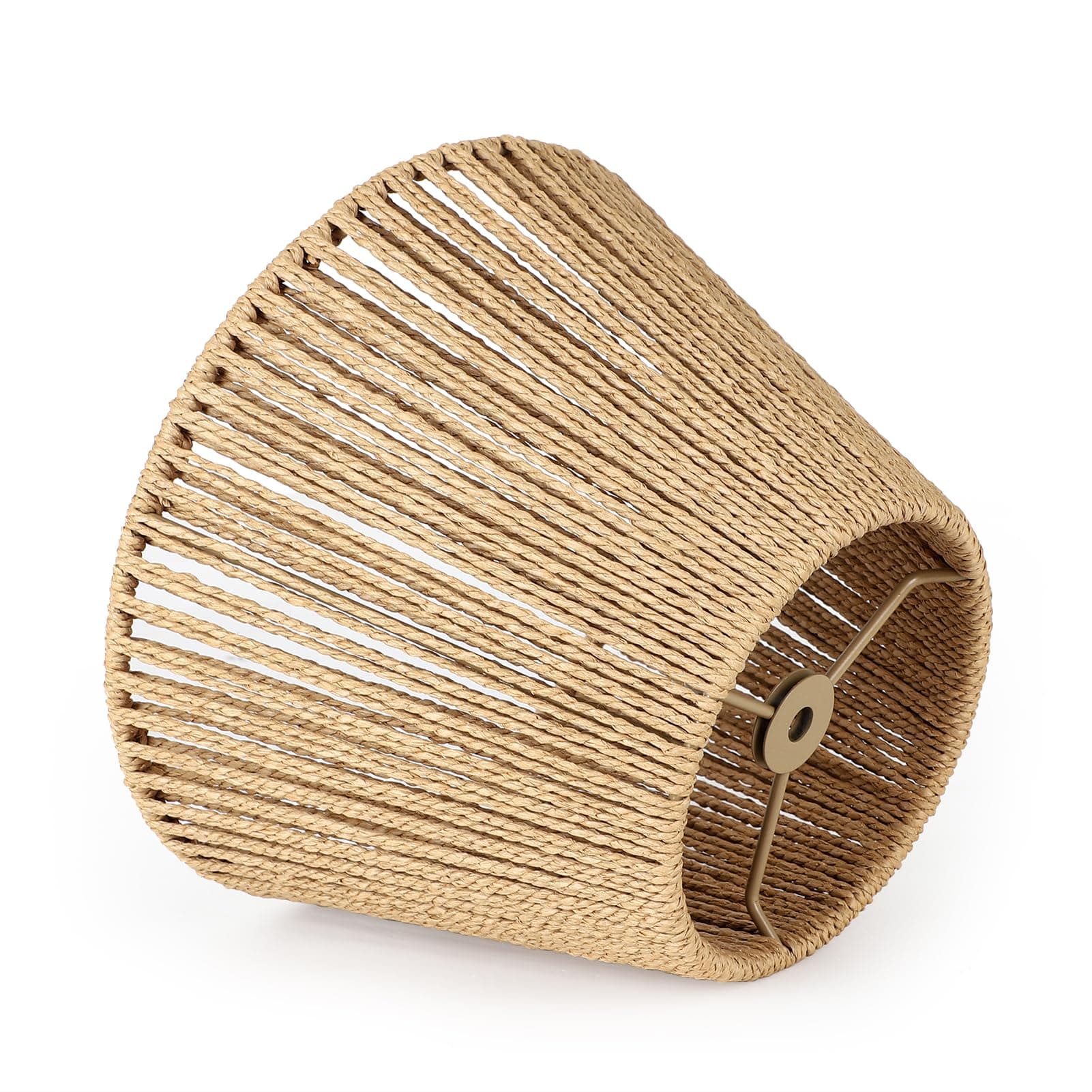Small Rattan Lamp Shade, Boho Bell Lamp Shades for Table Lamps, Wicker Woven Lampshade Replacement for Floor Lamp, Wall Sconces Light Cover, Spider Fitter (Brown, 5.5x10x7 inch)