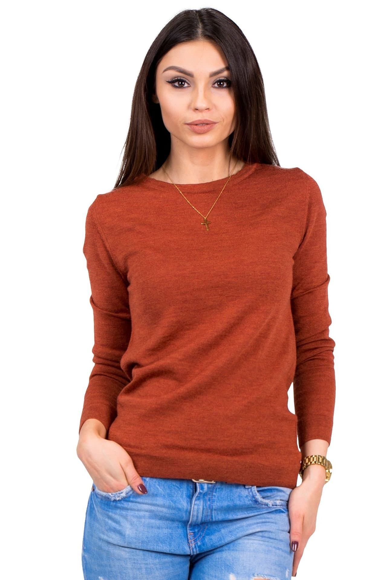 KNITTONSWomen's Cashmere Soft Merino Wool Sweater Crew Neck Pullover Top