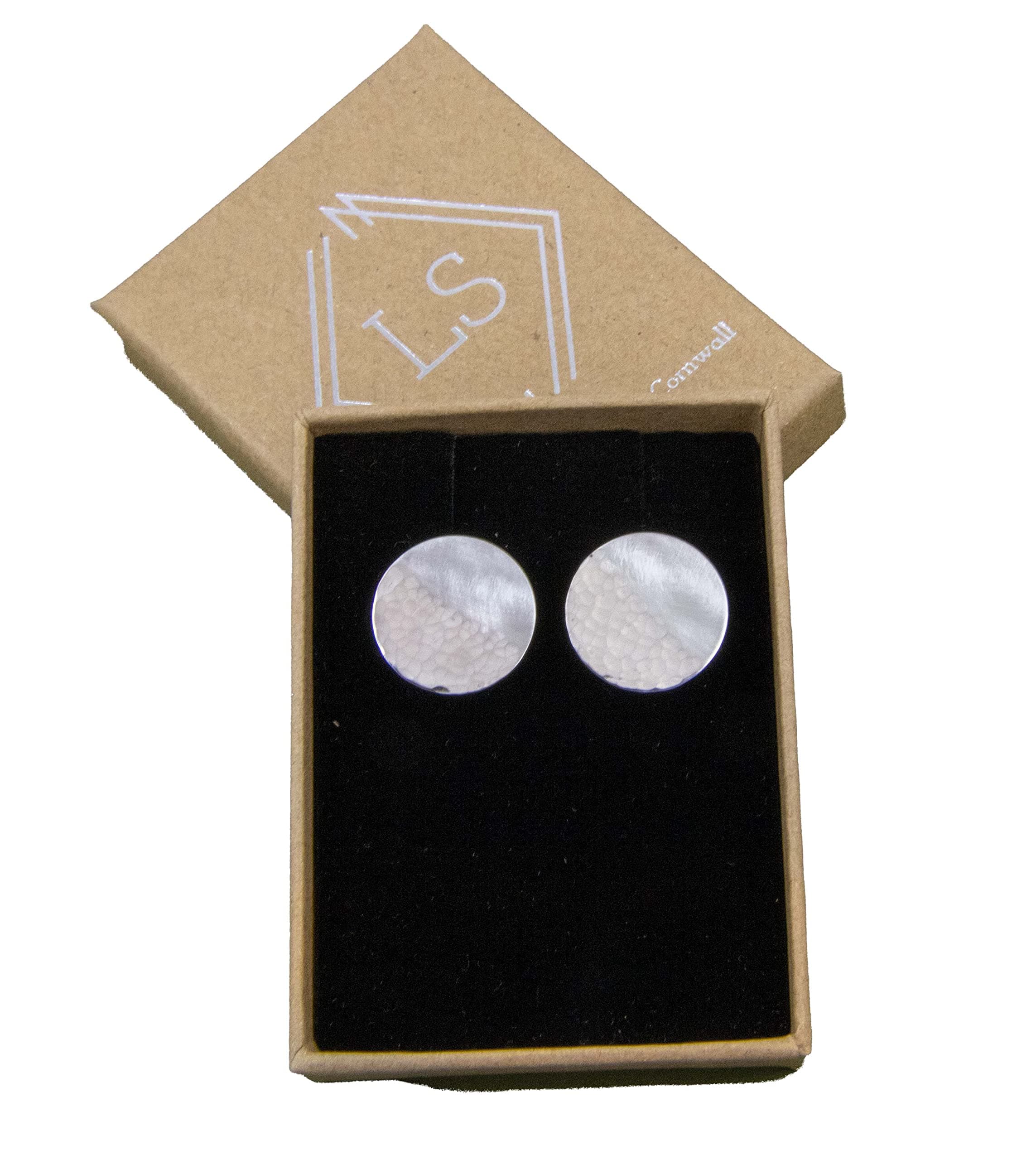 Sterling Silver disc cufflinks - circle cufflinks - Reflections on the Sea - hammered silver - Sea inspired - handmade in Cornwall - Genuine Real Silver