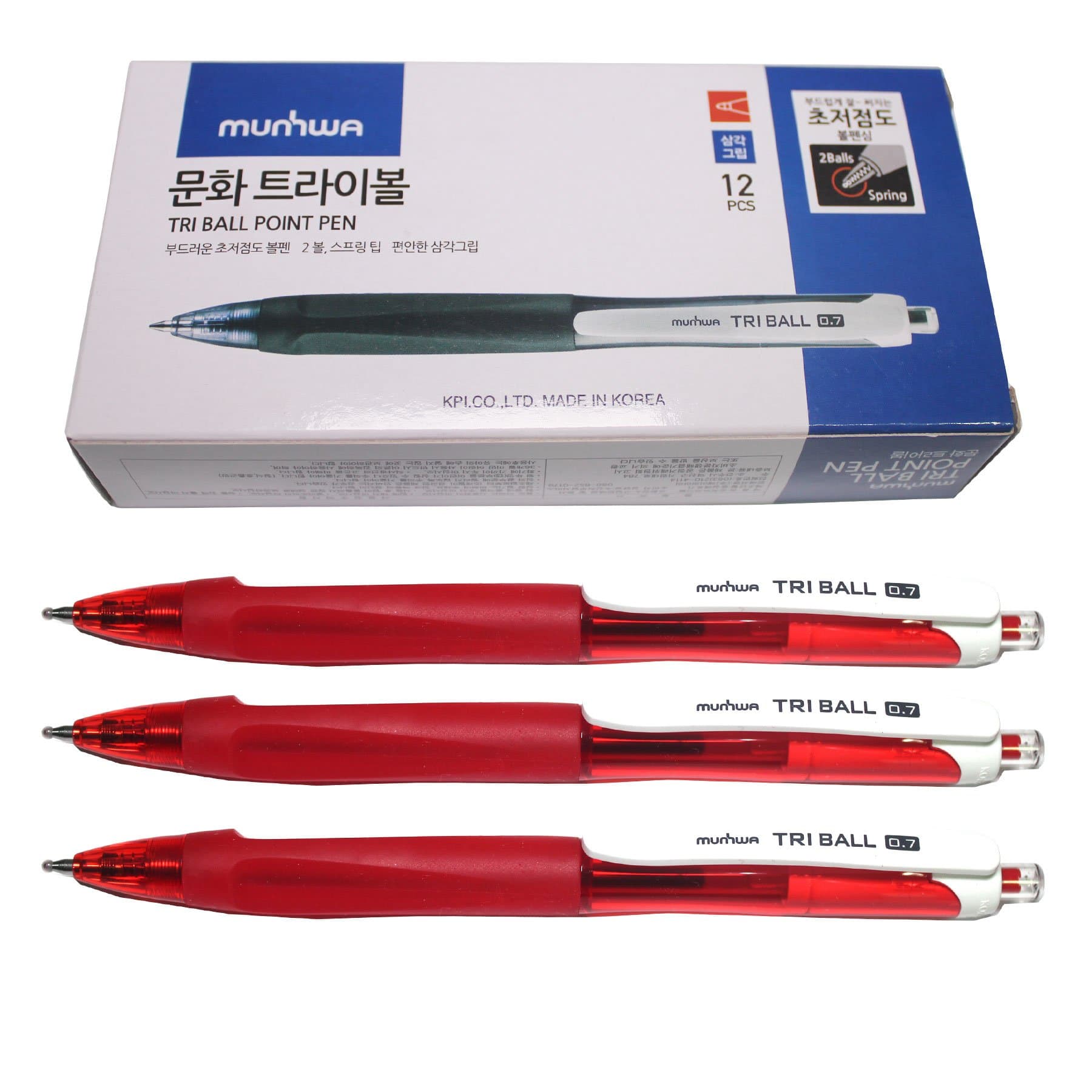 x12 Tri Ball Low Viscosity Ball Point Pen - 0.7 mm - Red - 12 Pcs