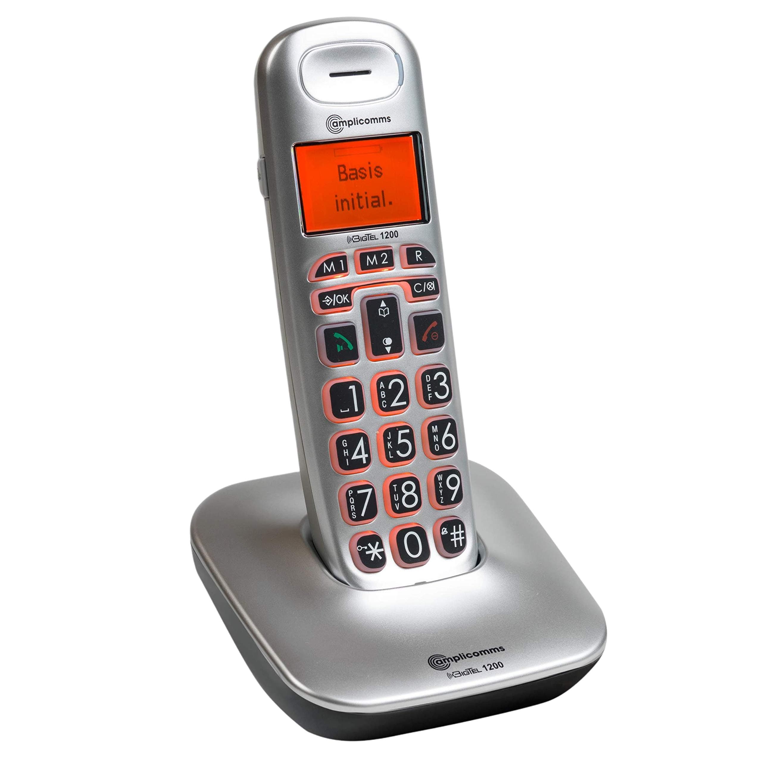 Amplicomms BigTel 1200 - Big Button Phone for Elderly - Loud Phones for Hard of Hearing - Hearing Aid Compatible Phones - Cordless Number Telephone