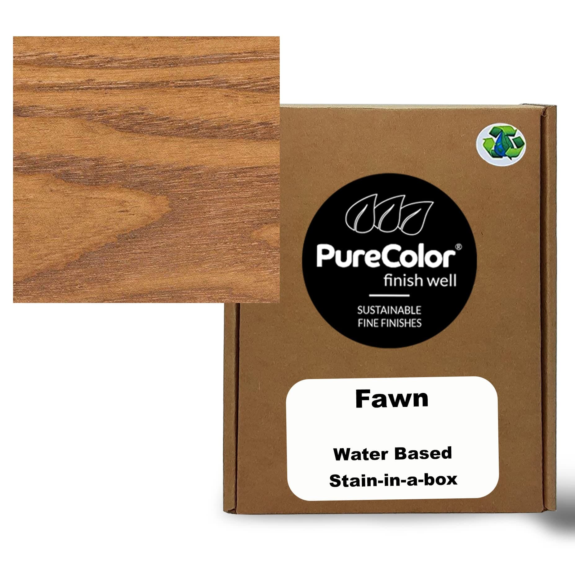 PureColor - Wood Stain and Finishes - Eco-Friendly, Vivid Colors, Deep Pigment, Ready to Use, Water-Based, Low VOC, No Odor, & Easy Clean-Up. Quart, Fawn