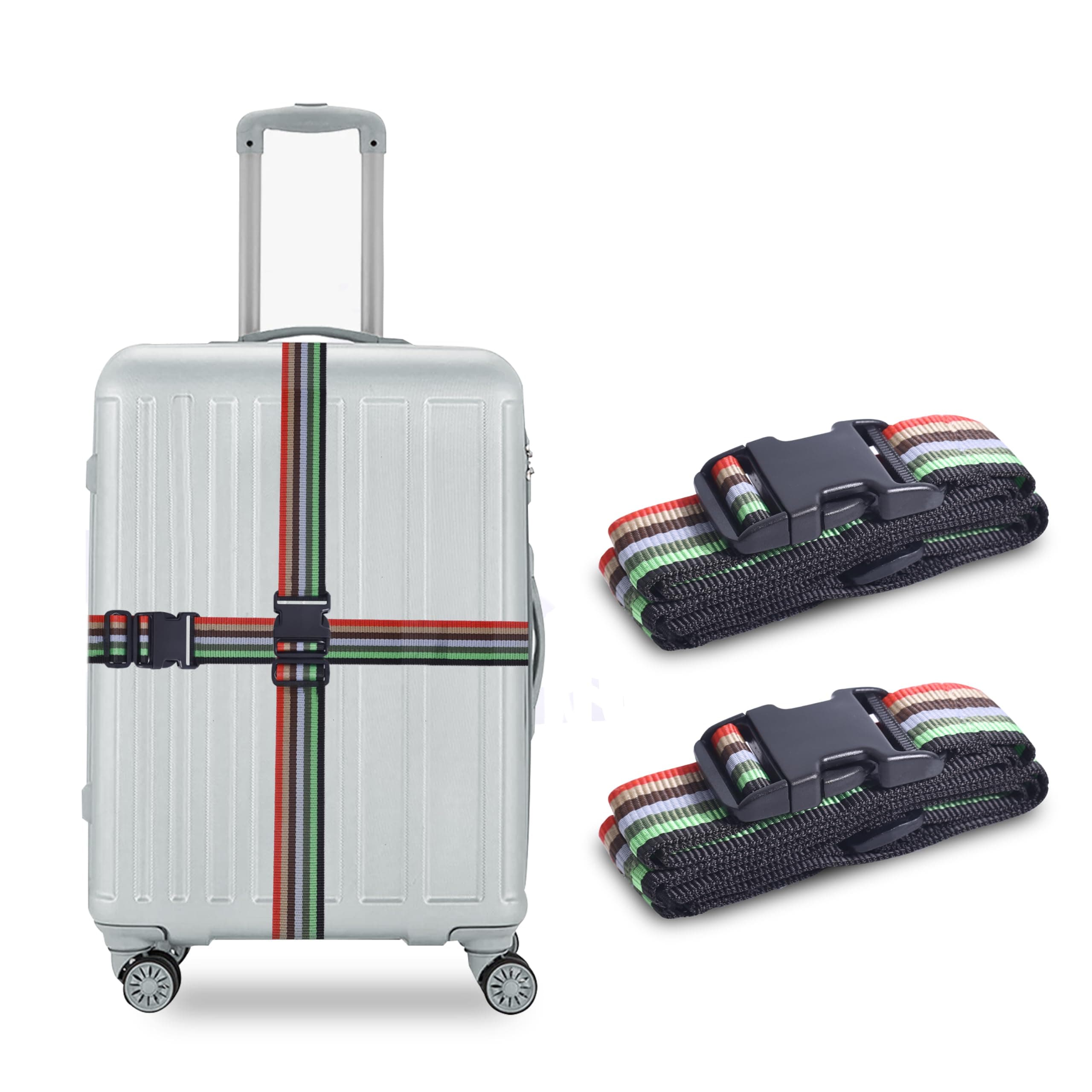 Robustt Luggage Belt Suitcase Strap - Pack of 2 | Heavy Duty Material | Adjustable Travel Belt for Suitcase | Fashionable Design | Protect Your Belongings