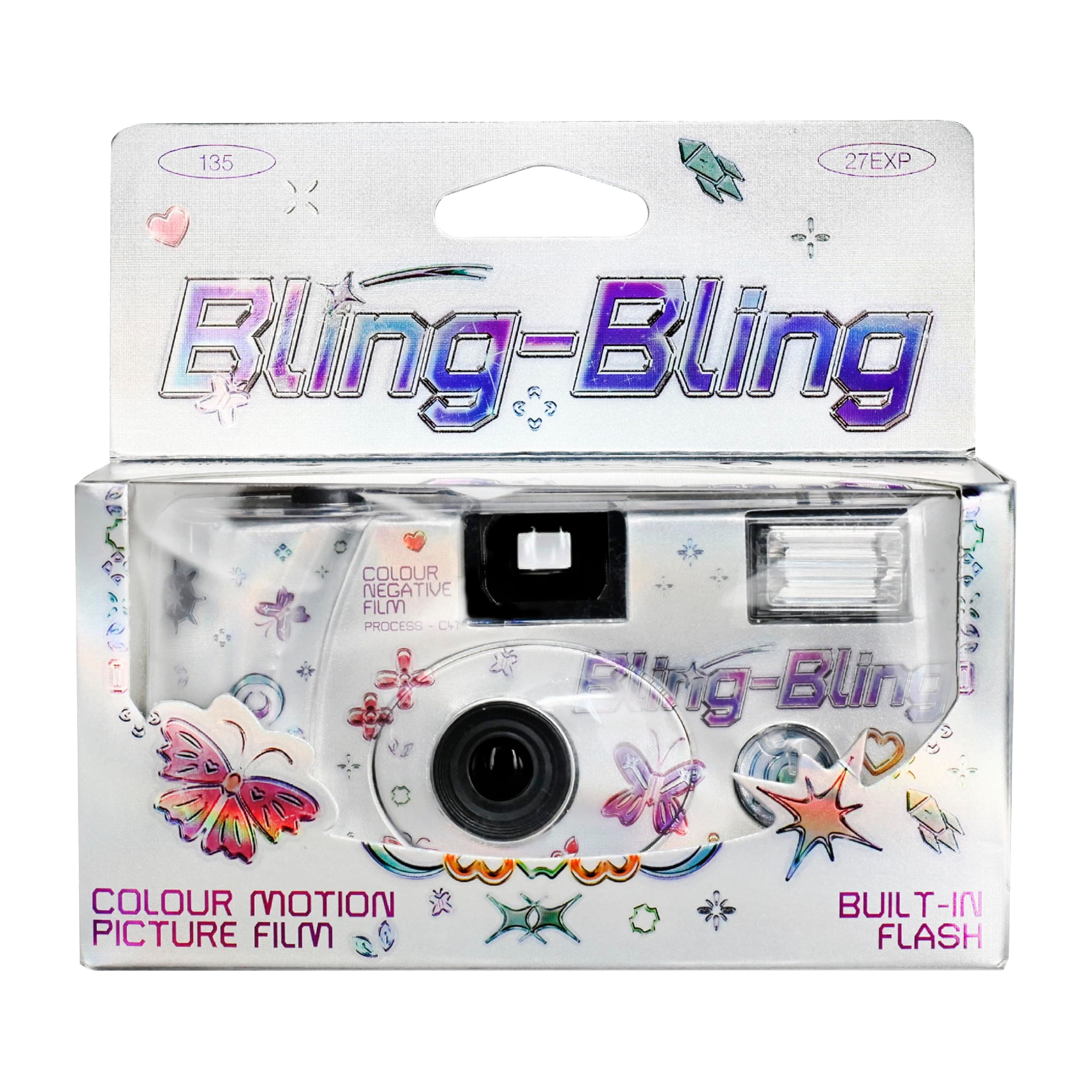 Retocolor Bling-Bling 400 35mm Disposable Film Camera 27EXP, ISO400, Color Negative Film, Focus Free, Easy to Use, Built-in Flash, Disposable (Film and Battery Included)