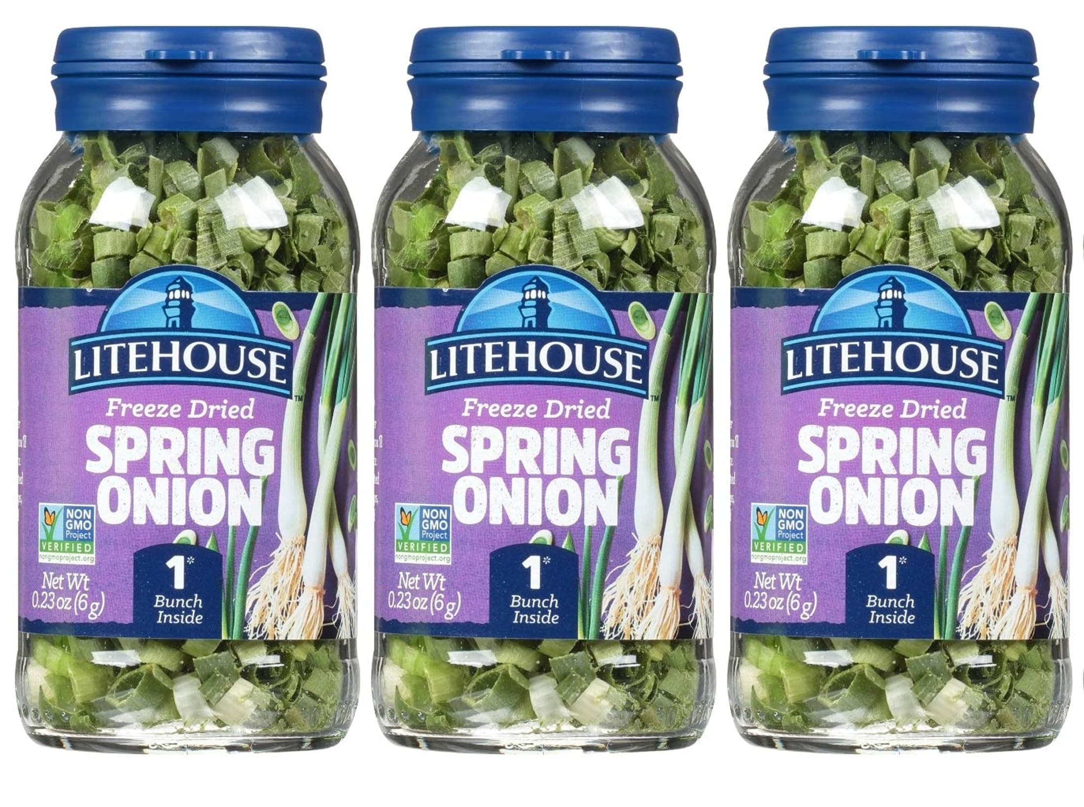 Litehouse Freeze Dried Spring Onion - Substitute for Fresh Spring Onion, Jar Equal to 1 Spring Onion Fresh Bunch, Organic, Spring Onion Seasoning, Non-GMO, Gluten-Free - 0.23 Ounce 3-Pack
