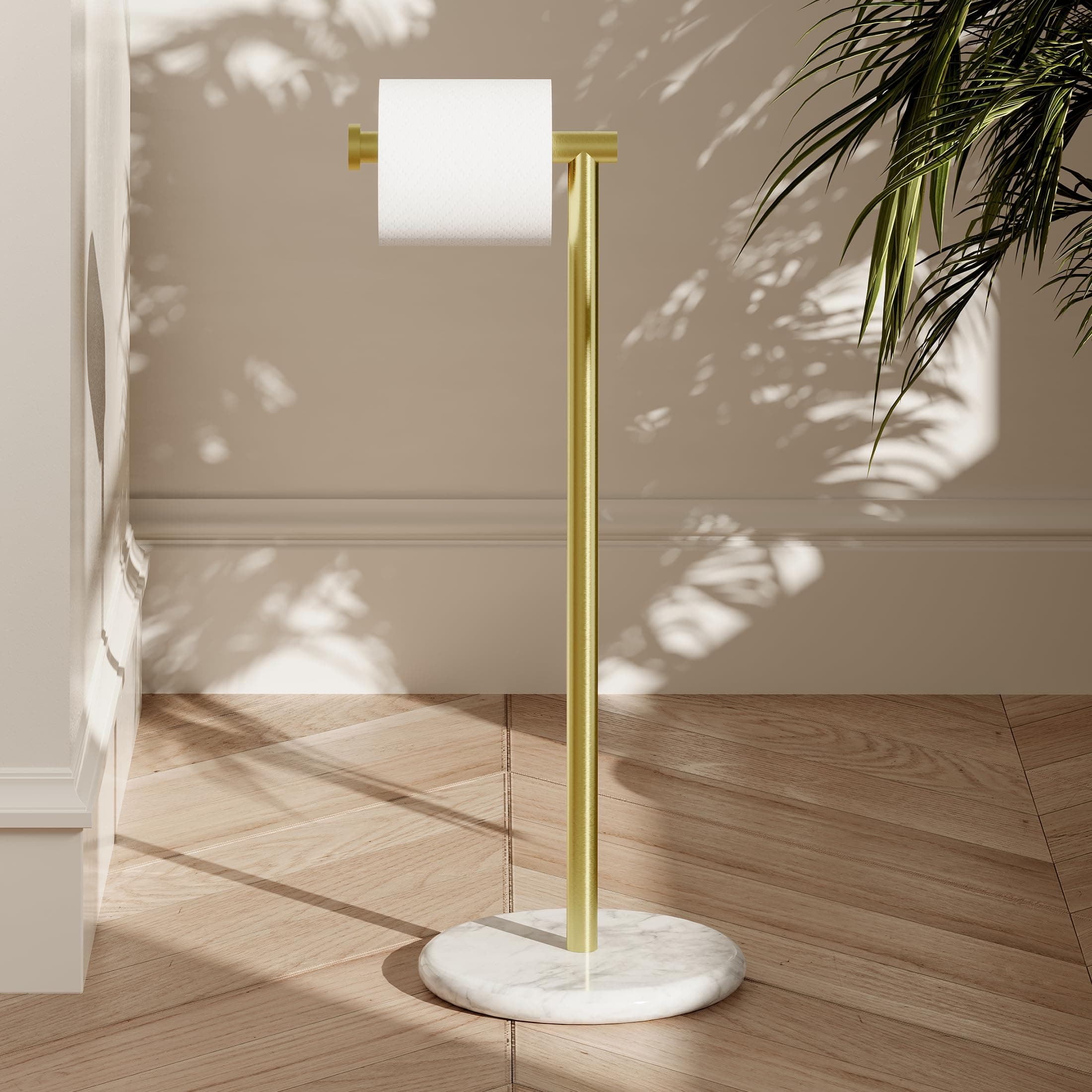 KES Gold Toilet Paper Holder Stand Tissue Roll Holder with Modern Marble Base, SUS304 Stainless Steel Brushed Gold Finish BPH284S1-BZ