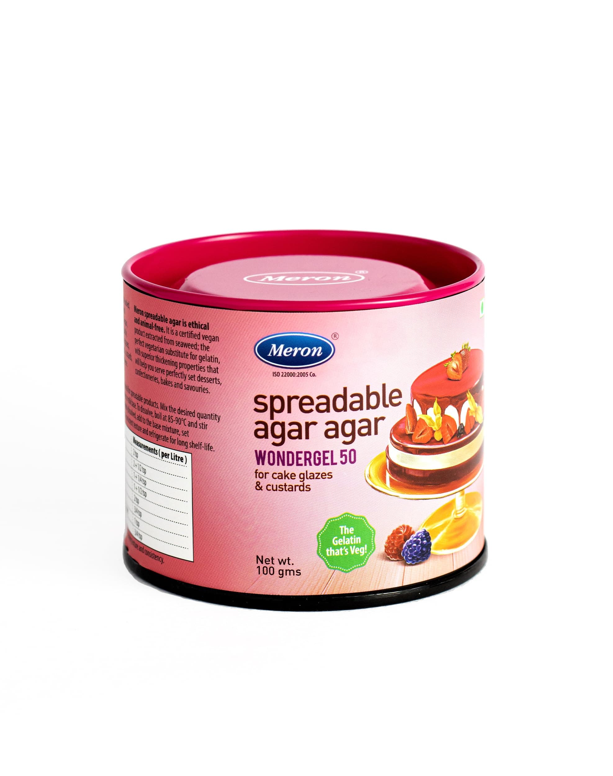 Meron Wondergel 50-100g | Spreadable Agar Agar | Gelatin Substitute | Vegetarian Stabilizer | Thickener | Sets at Room Temperature | Kosher & Halal Certified | Wondergel 50