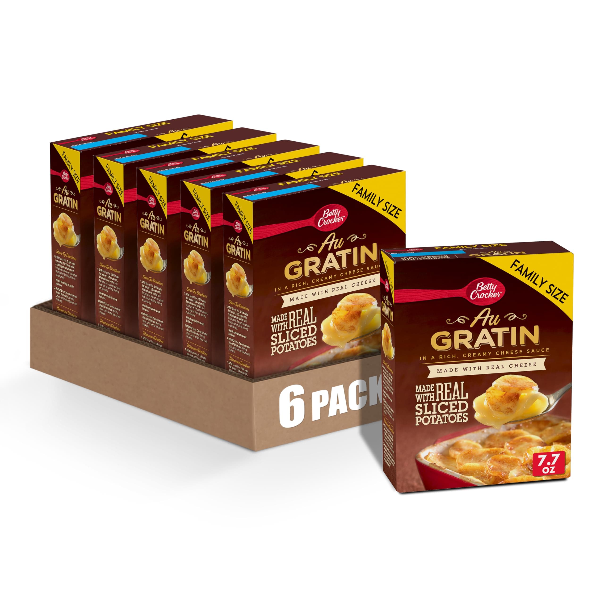 Betty Crocker Au Gratin Potatoes, Made with Real Cheese, 7.7 oz (Pack of 6)
