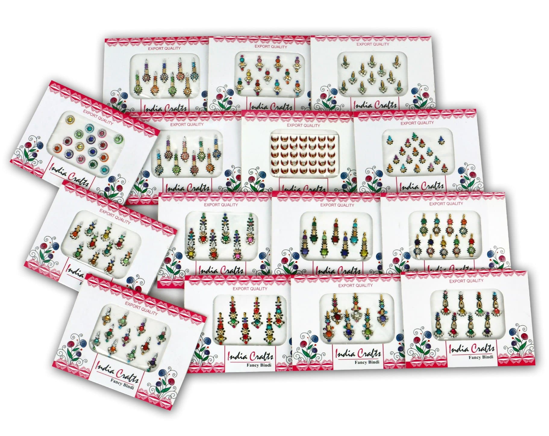 ™ 6 Packs- 60 Multicolored long Bindis Forehead Tika Face Jewels