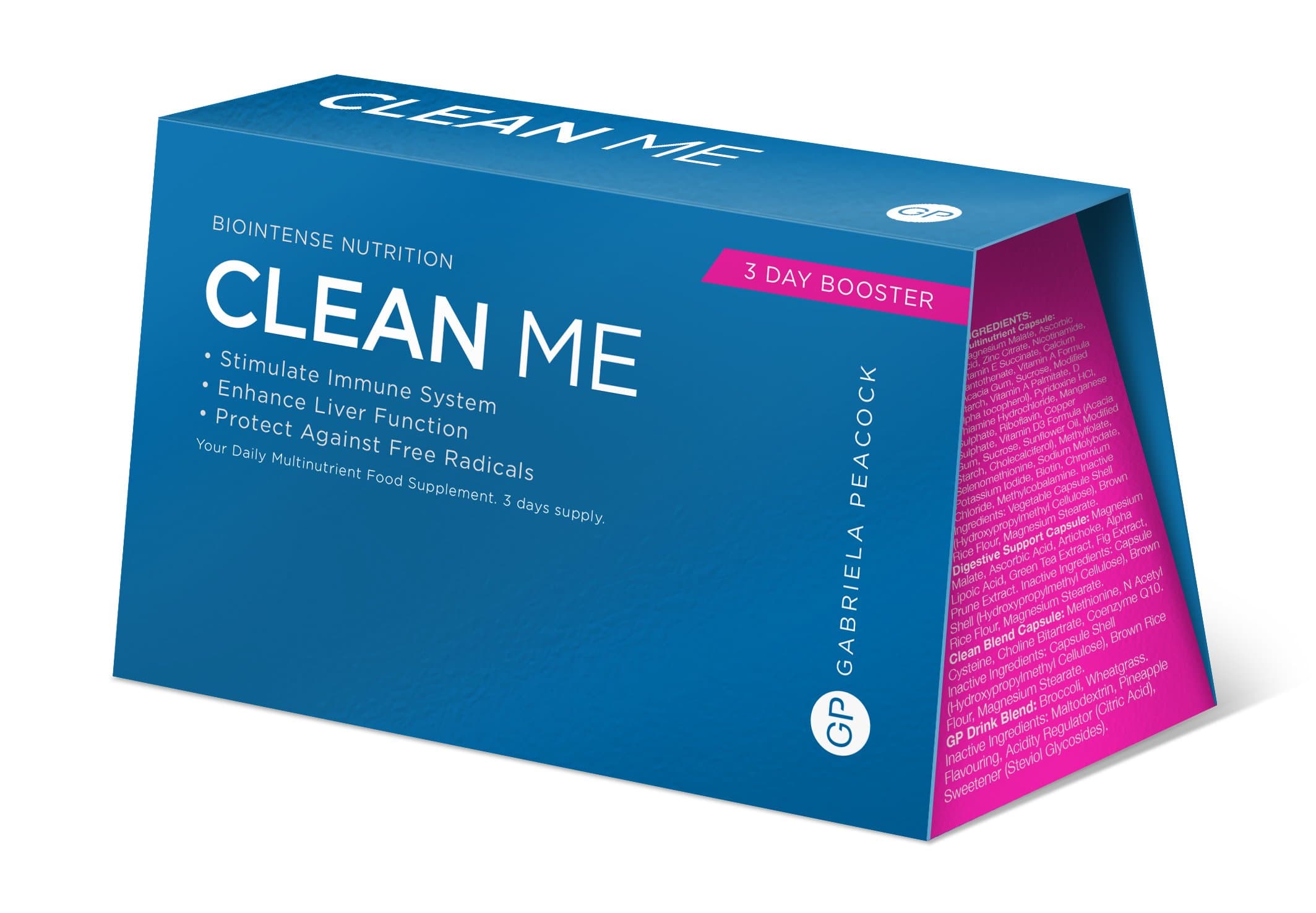 Gabriela Peacock Nutrition Clean Me, 3 Day Booster Kit, Supports and Defends Immunity, Liver Cleanse Plan, THC Detox Kit, Body Cleanse for Alcohol and Other Oxidants, Support Internal Defence