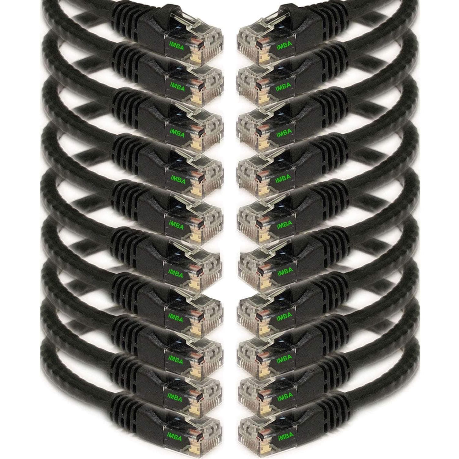 UL Listed 0.5 Feet (6 inch) Cat6 Ethernet Network Patch Cable, LAN, UTP RJ45 Internet Cat 6 Cable (10 Pack) Black, Compatible with Personal Computer