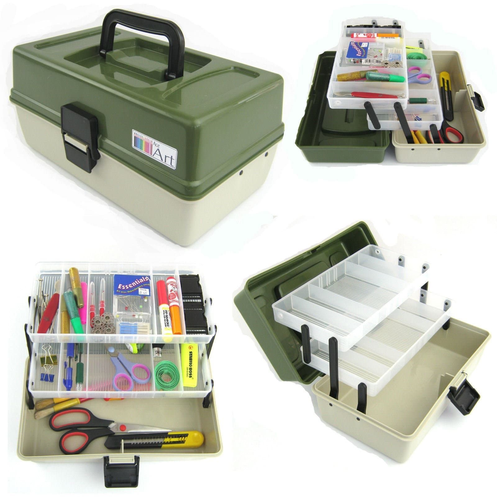 Ace Arts2 Tray Craft Cantilever Box Sewing Embellishment Beads Paints Art Artist Box