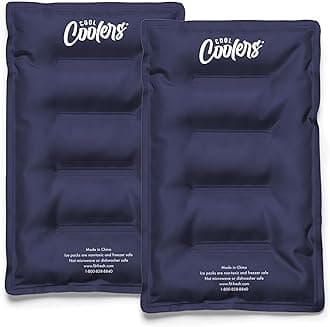 Cool Coolers 2 Pack Soft Ice Packs for Cooler, Flexible Stretch Nylon, Lunch Box Ice Packs, Ice Packs for Lunch Boxes, Large Reusable Freezer Packs, by Fit & Fresh, Navy Blue