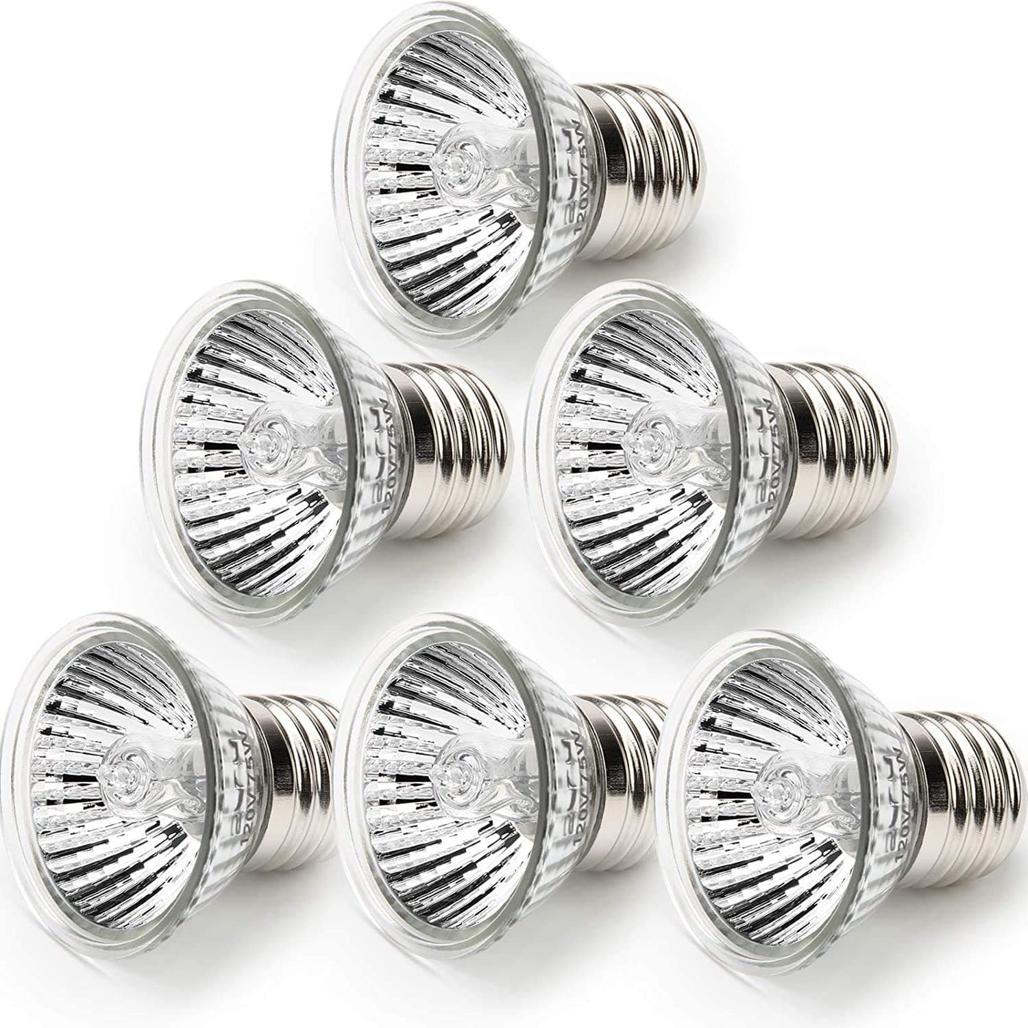 75W Sun Basking Lamp Bulb, AngleKai 6 Pack Full Spectrum UVA UVB Reptile Heat Lamp Bulb for Turtle Sunbathe Heat Lamp Bulb (75W) …