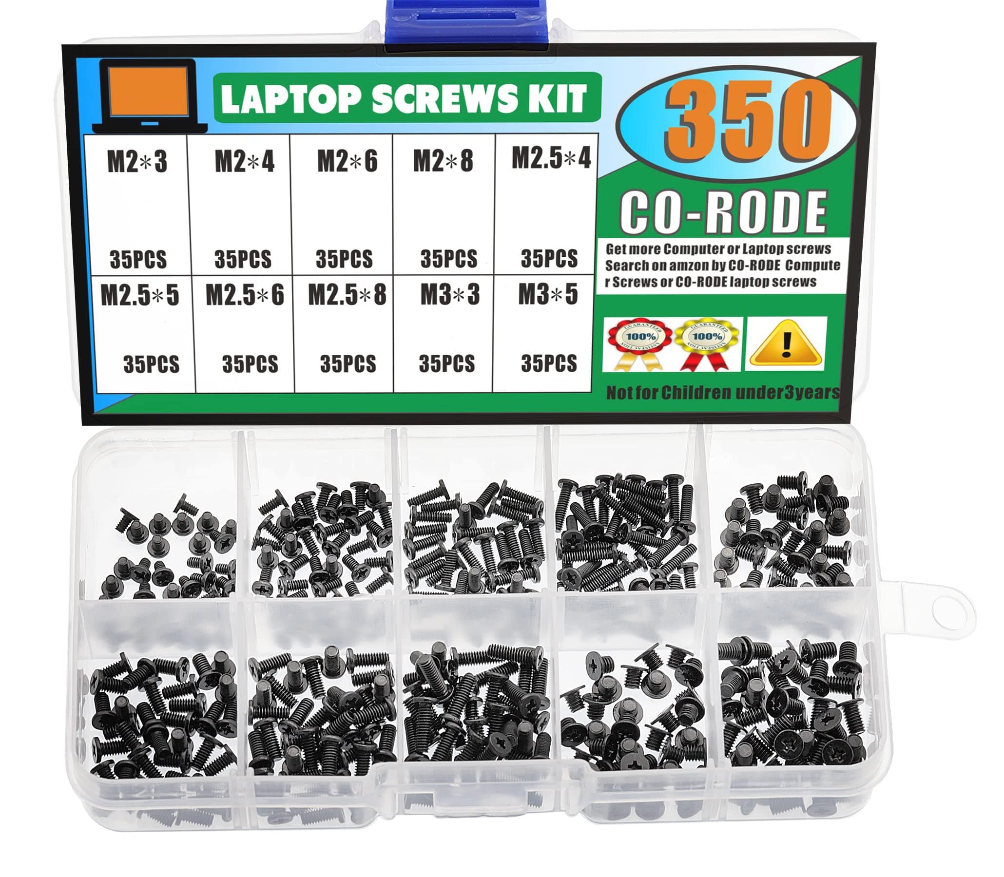 CO RODE 350 Pieces M2 M2.5 M3 Laptop Screws, Notebook Computer Replacement Screws Kit Set for IBM HP Dell Lenovo Samsung Sony Toshiba Gateway SSD Hard Disk SATA