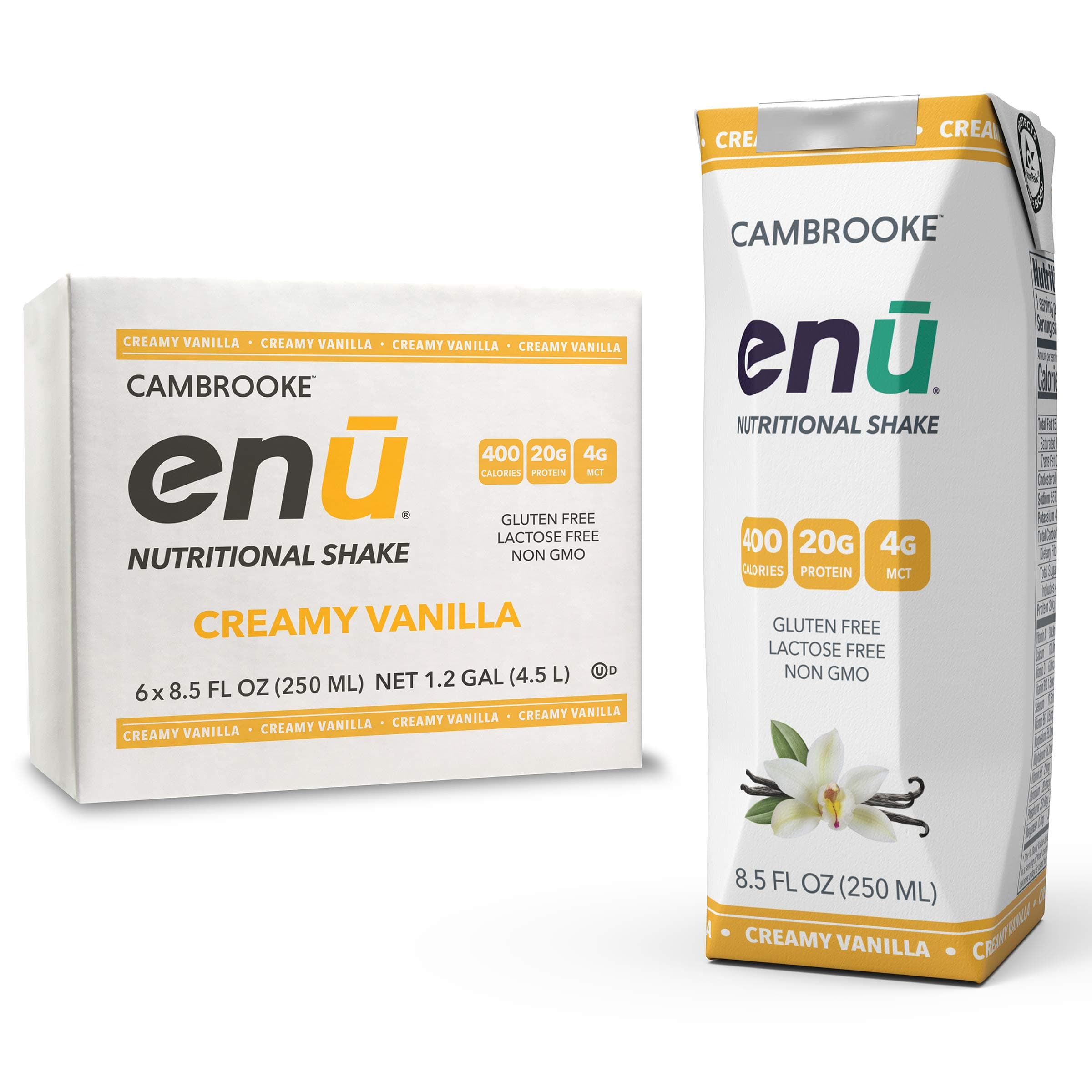 ENU Nutrition Shakes - 20g Protein | 400 Calories - Meal Replacement for Weight Gain (Vanilla, Pack of 6)