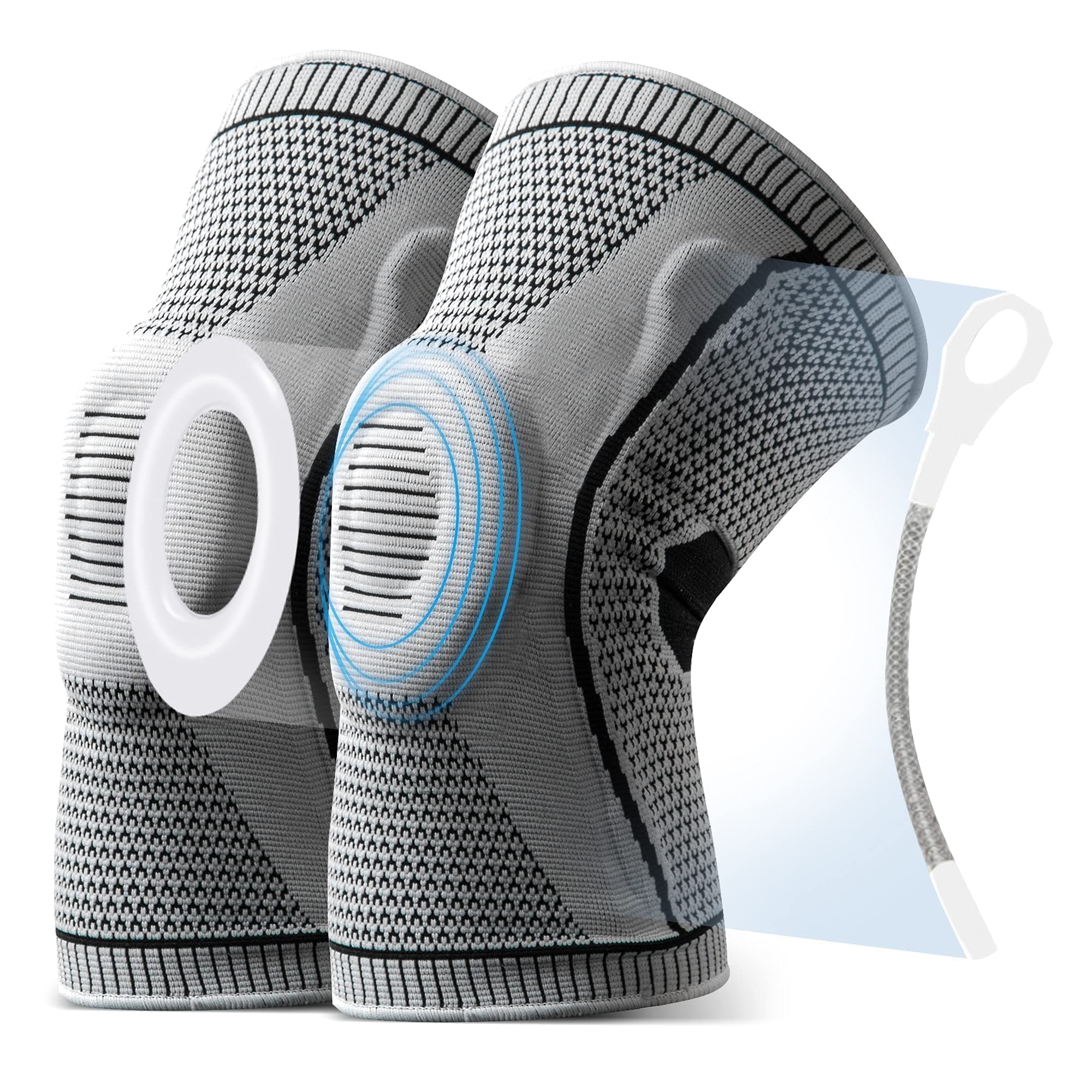 2 Pack Knee Braces for Knee Pain,Knee Compression Sleeves with Silicone Gel Spring Support,Knee Patella Pads Protector for Knee Pain Arthritis,Jogging,Sports,Meniscus Tear,Running,Men&Women (Medium)