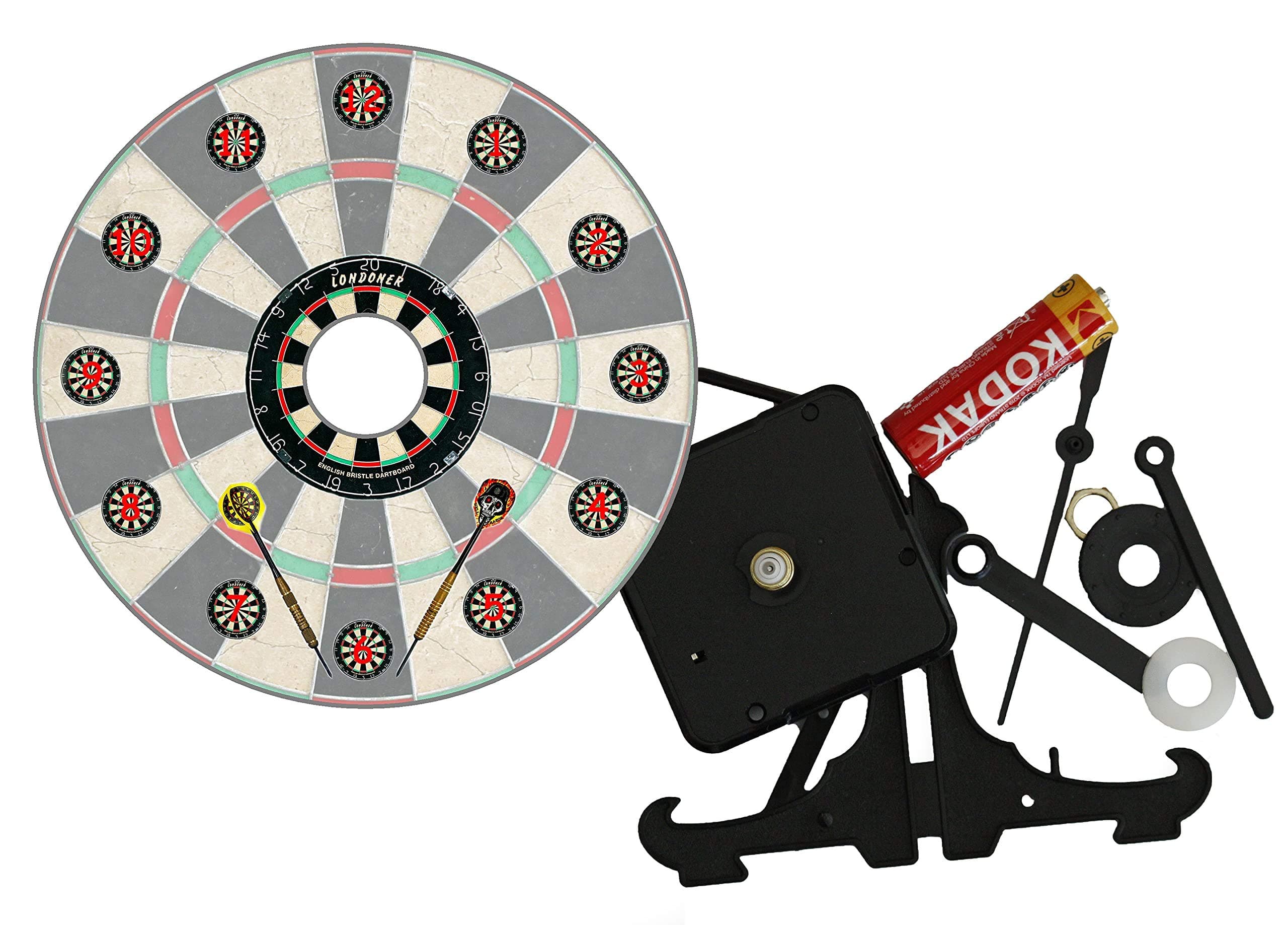 DIY CD Clock Kit - Darts, with Dart Board Dial (with numbers)
