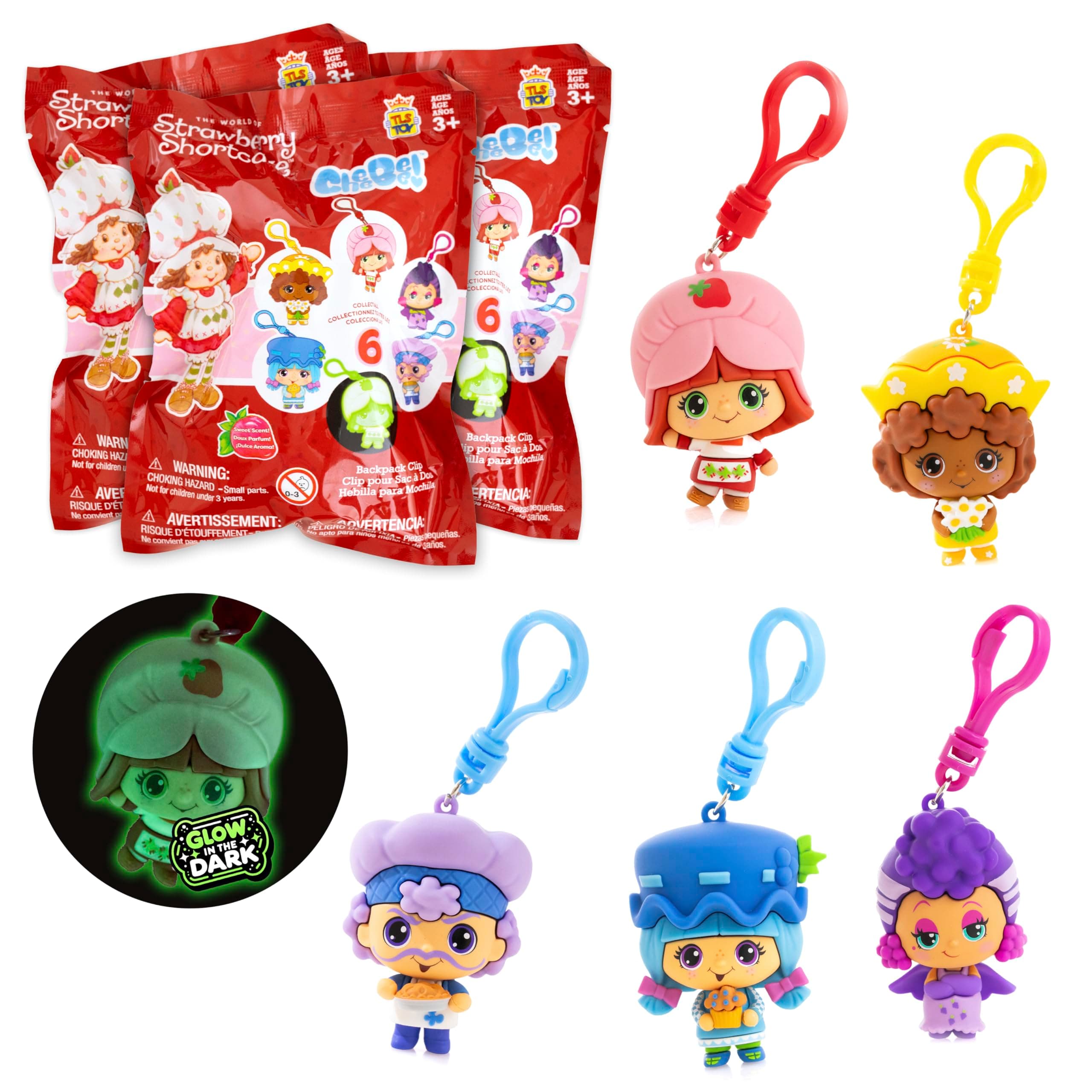 The Loyal SubjectsThe Loyal Subjects Strawberry Shortcake Mystery Blind Bag 2.5-inch Cheebee Keychain Figure 3-Pack - Receive 3 Mystery Blind Bag Cheebee Keychain/Backpack/Clip-on Figures