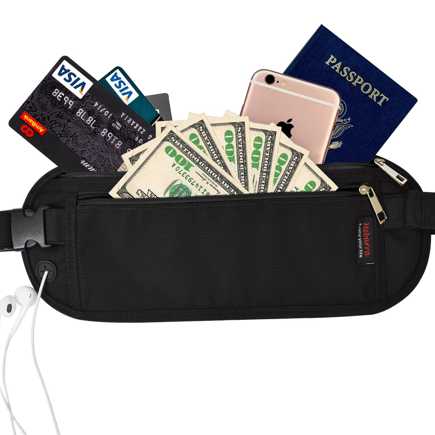 RFID Blocking Money Belt Hidden for Travel, Waist Packs Under Clothing, Passport Holder fot Women, Men
