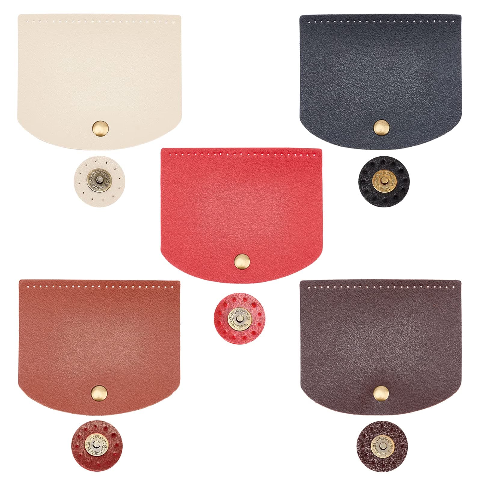 PH PandaHall Bag Flip Cover, 5 Colors 4.7 x 4 Inch Rectangle Imitation Leather Bag Cover Sew on Faux Leather Tab Closure with Alloy Buckle for DIY Handbag Purse Shoulder Bag Making Supplies, 5Pcs/Set