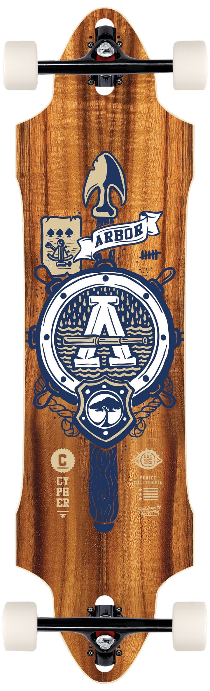 Arbor Cypher Grip Tape Topsheet Longboard Complete, 38-Inch