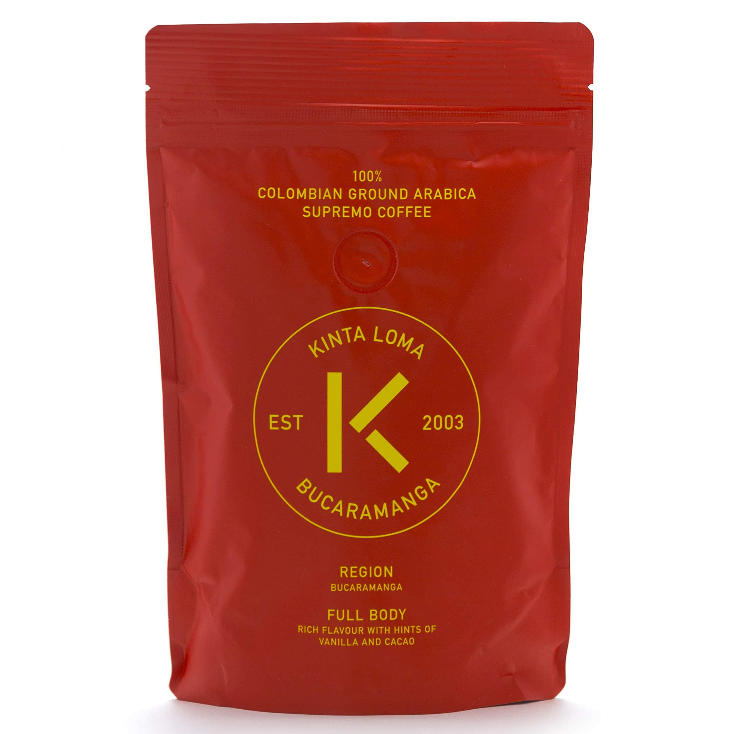 Kinta Loma - 100% Finest Colombian Freshly Roasted Ground Coffee Arabica Supremo (Bucaramanga - Full Body - Hints of Vanilla Cacao)