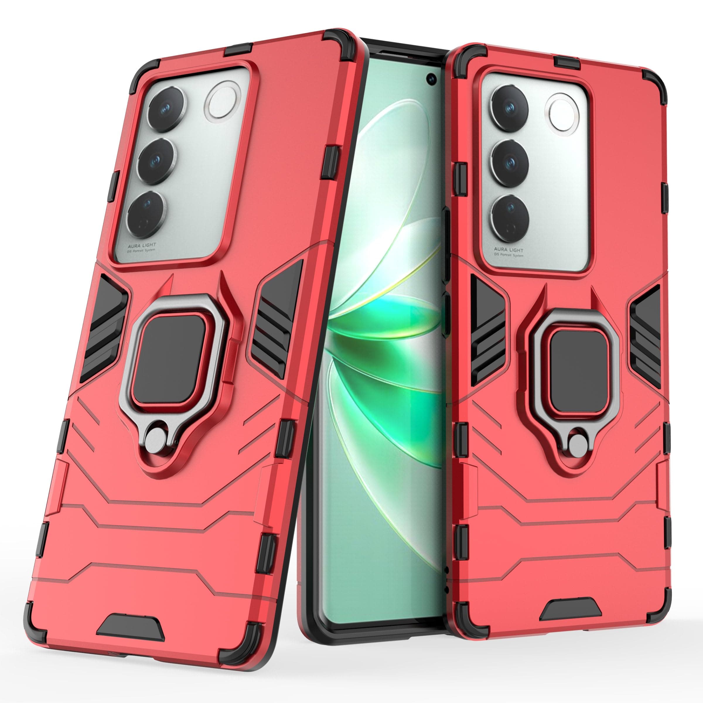 Case for VIVO V27 5G/V27 Pro/S16/S16 PRO,Hybrid Heavy Duty Protection Shockproof Defender Kickstand Armor Case Cover,Red