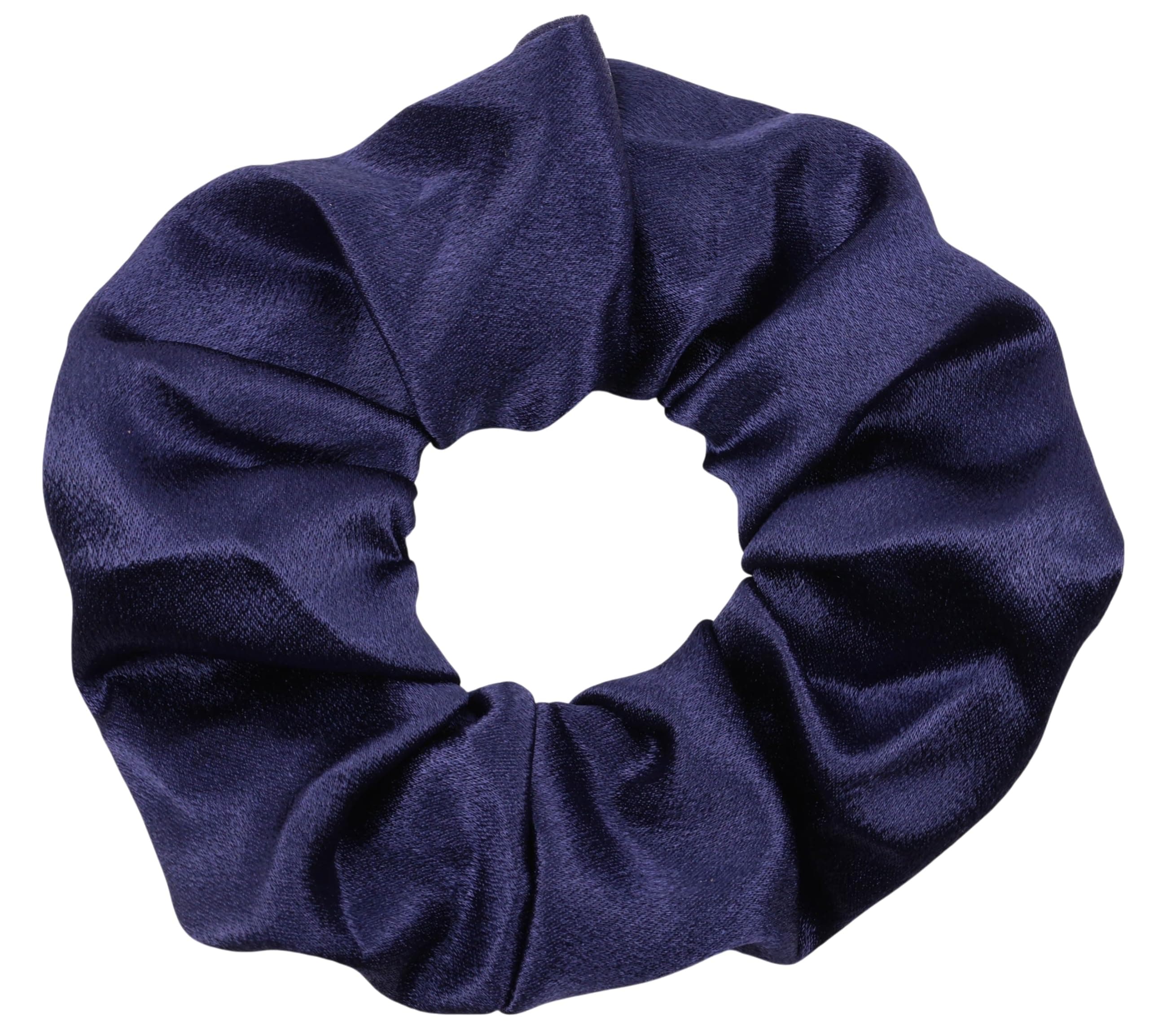 Plain Satin Hair Scrunchies Ponytail Hair Tie Traceless Luxurious Bobbles Classic Hair Accessory (Blue navy)