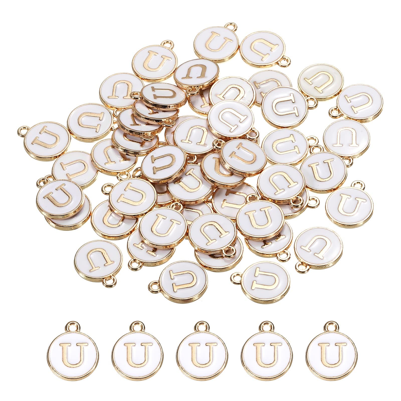 MECCANIXITY Alphabet Letter Charm Double Sided Alphabet Pendant, for Necklace Bracelet Earring Jewelry Making