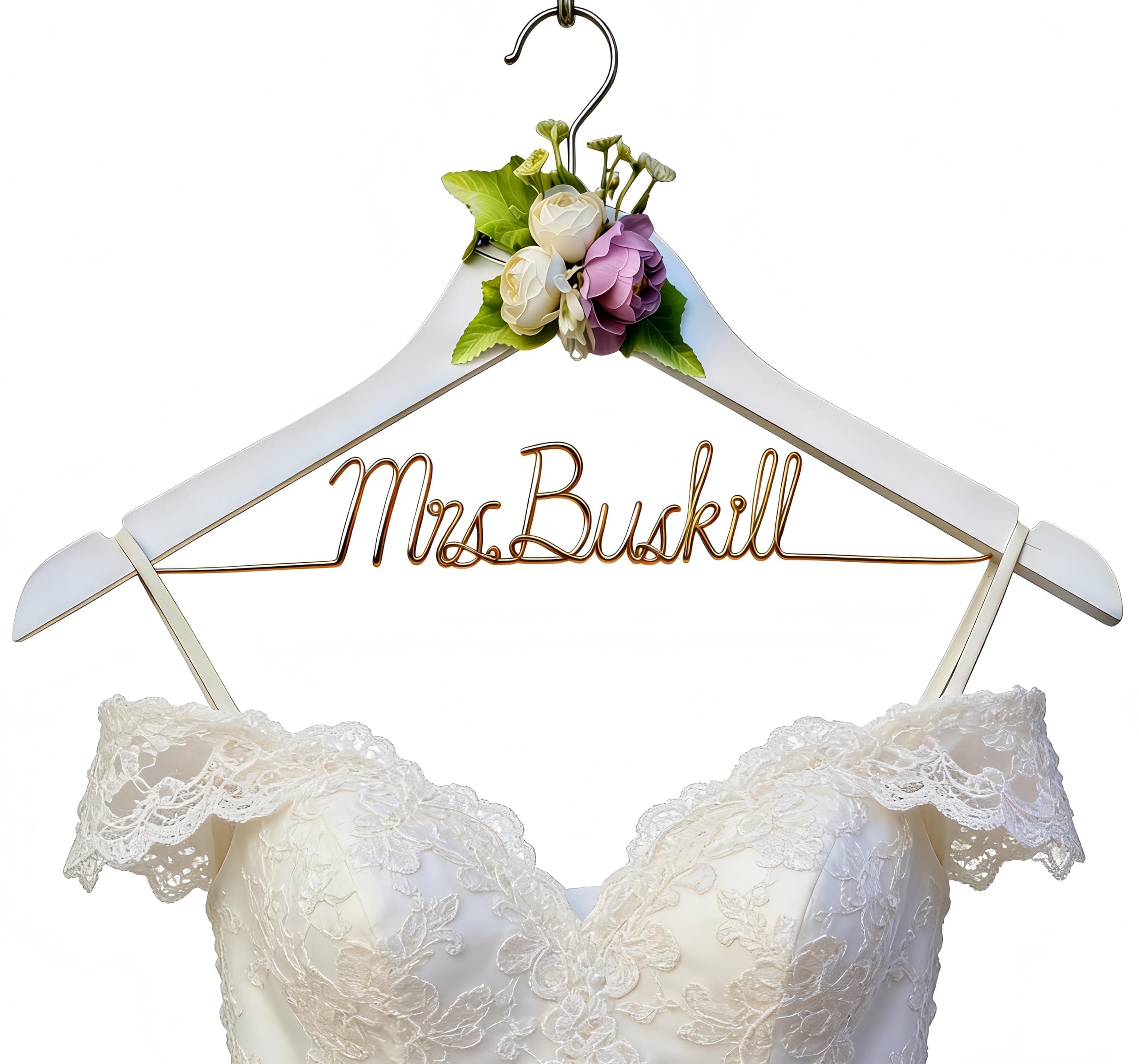 Personalized Wedding Hanger for Bride, Custom Bridesmaid Hanger, Wooden Bridal Hanger for Wedding Dress, Bridal Shower Gift, Bachelorette Party Gift for Bride and Bridesmaids