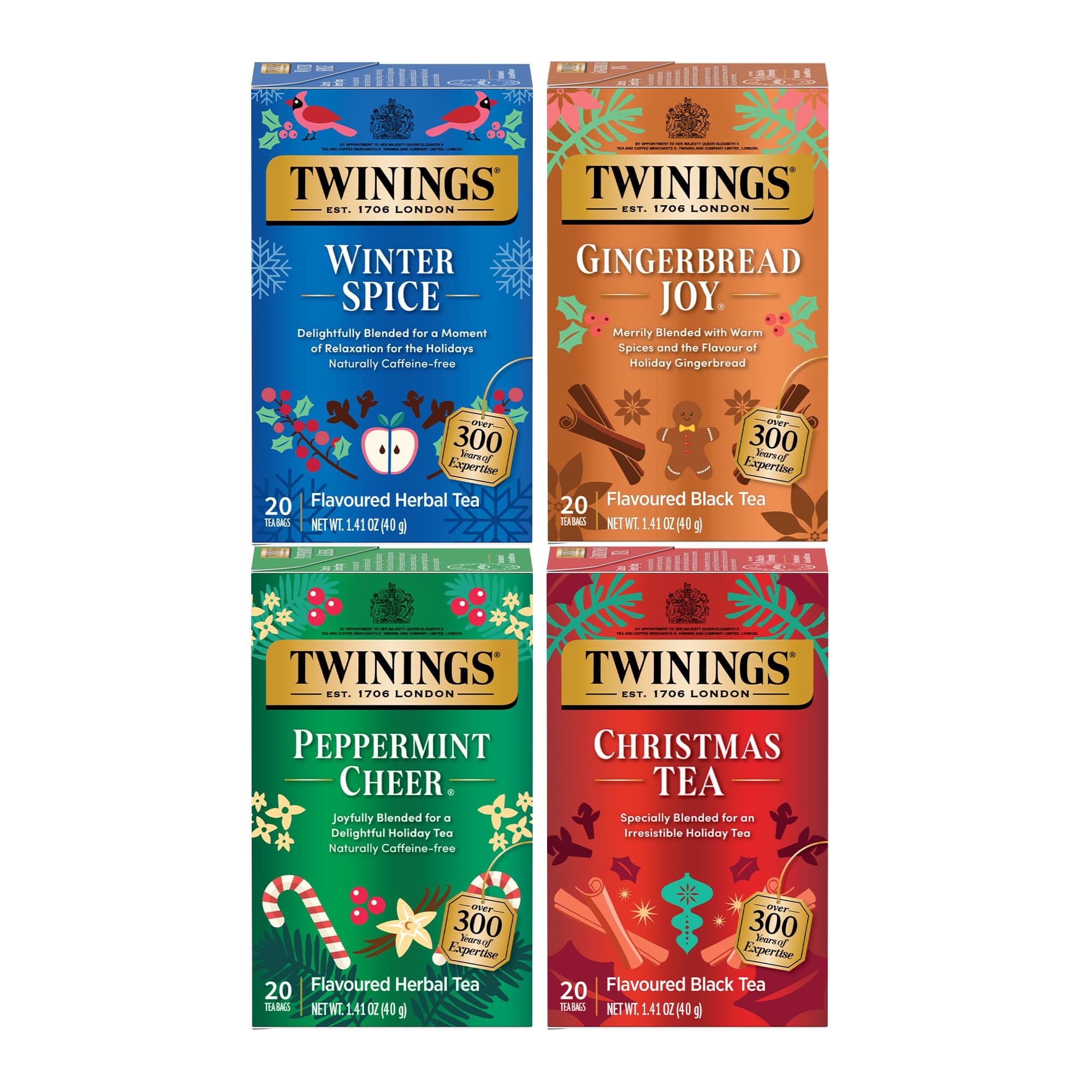 Holiday Variety Tea Bags 20 Count (Pack of 4)