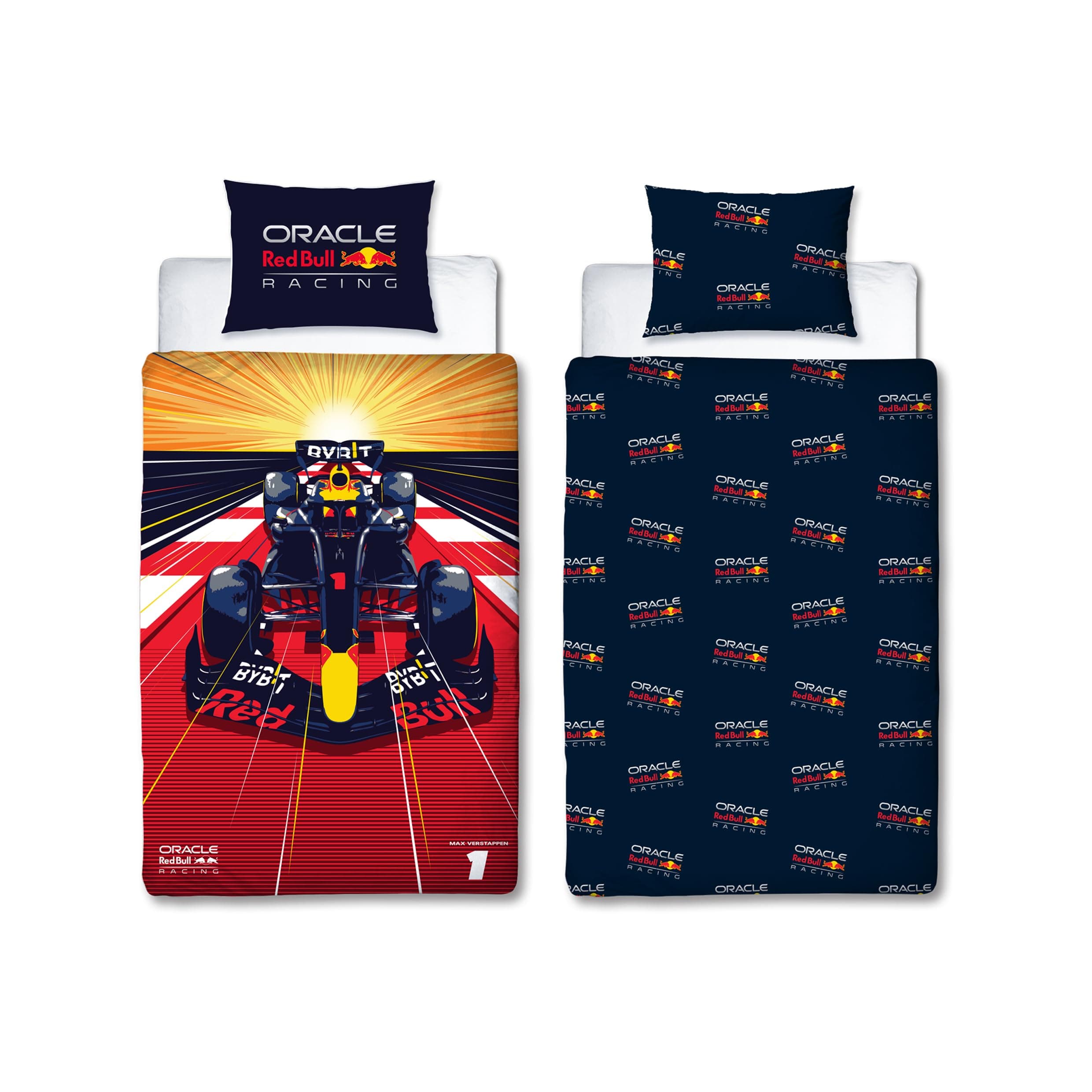 Character World Oracle Red Bull Racing Official Single Duvet Cover Set | Speed Design Reversible 2 Sided Bedding Including Matching Pillow Case Single Bed Set | Polycotton