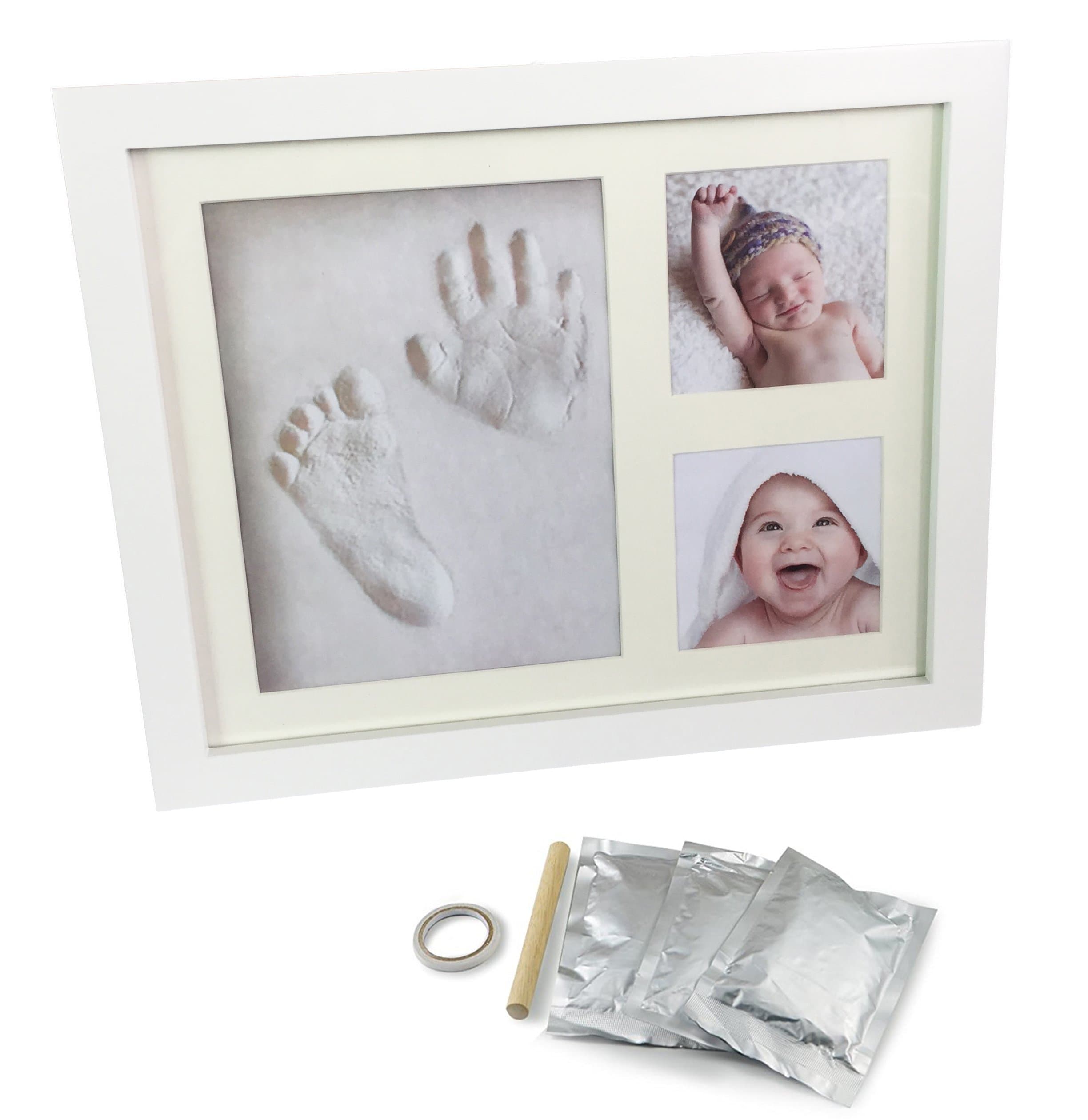 UMIGAL Baby Hand and Footprint Picture Frame KIT. Perfect Gifts for Registry, Memorable Keepsakes Decorations for Room Wall or Table Decor, Premium Clay & Wood Frames