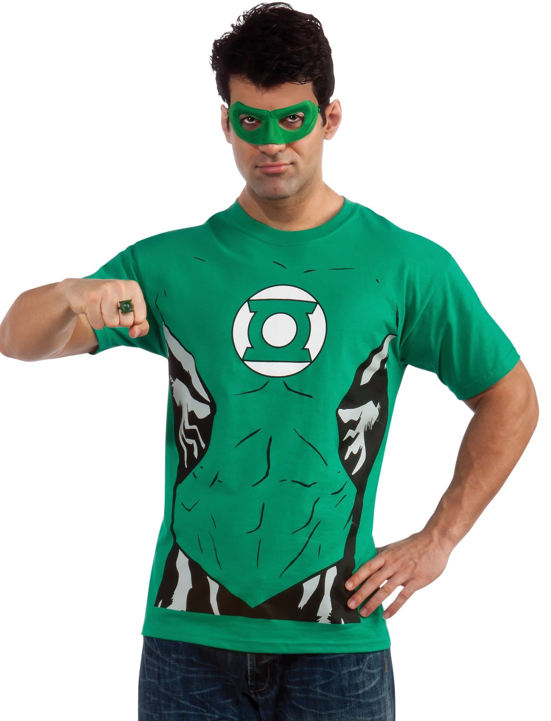 Rubie'sDC Comics Men's Green Lantern T-Shirt With Eye Mask And Ring