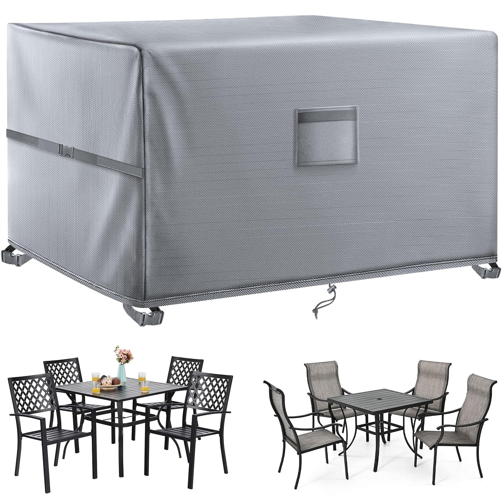 Kovshuiwe Garden Furniture Covers,Patio Furniture Cover Waterproof, 200x160x70cm Patio Table Covers 420D Heavy Duty Oxford Fabric Rattan Furniture Cover Windproof Anti-UV for Patio, Outdoor,Gray