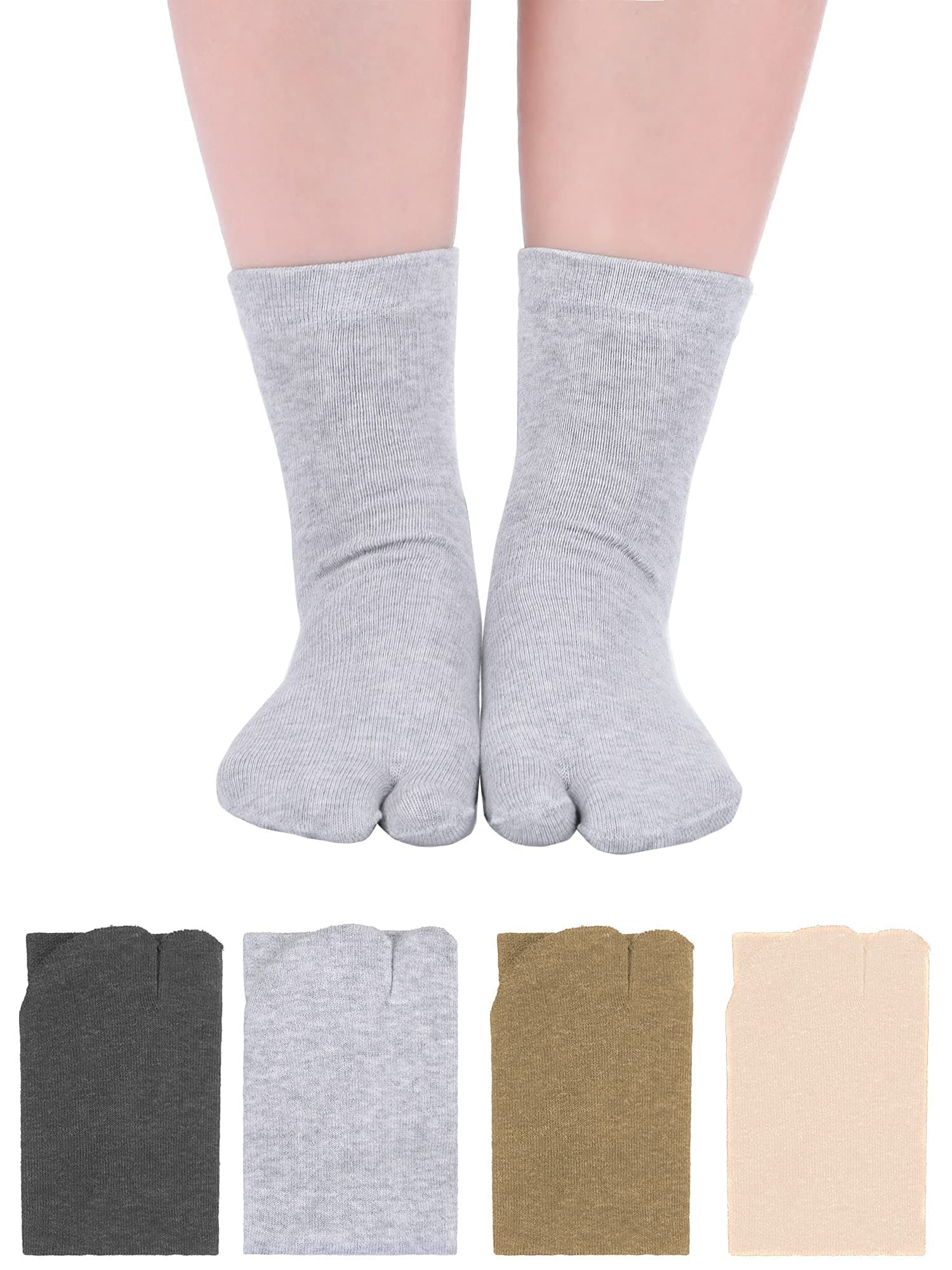 4 Pairs Flip Flop Socks Tabi Split Toe Socks for Men Women Supplies