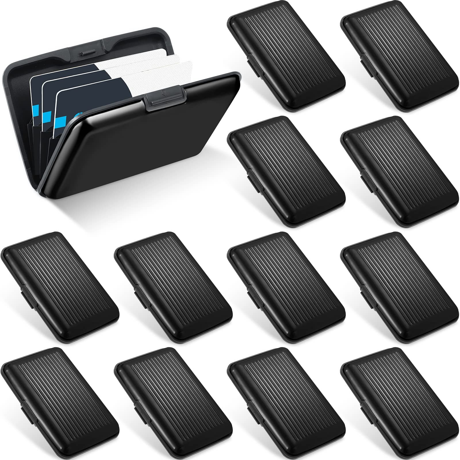 12 Pcs Aluminum Wallet Credit Cards Holder Multi Slim Rfid Blocking ID Credit Case Protector Metal Card Holder for Men Women(Black)