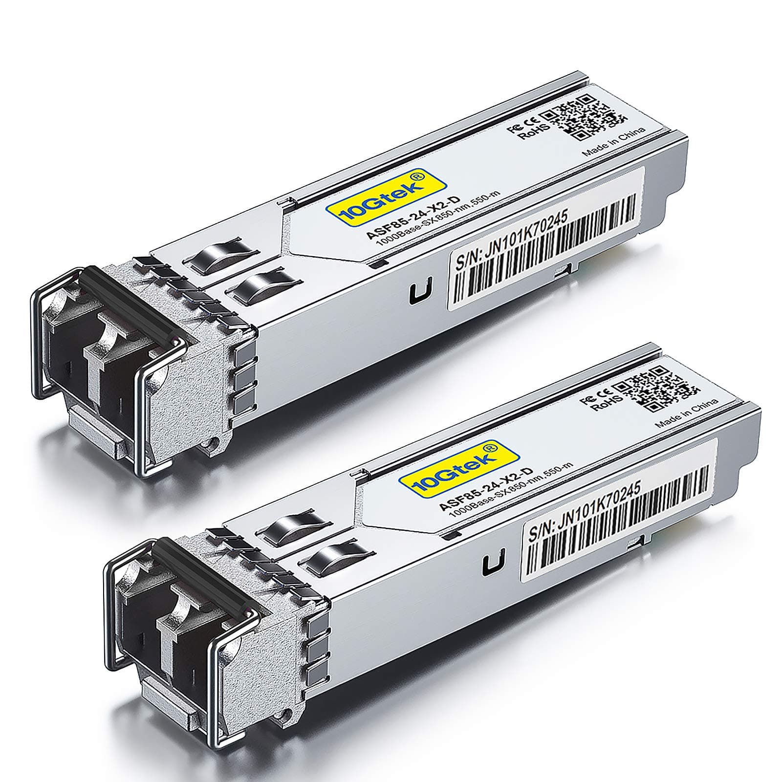 1.25G SFP 1000Base-SX, 850nm MMF, up to 550 Meters, for Cisco GLC-SX-MMD/GLC-SX-MM/SFP-GE-S, Meraki MA-SFP-1GB-SX, Ubiquiti UF-MM-1G, Mikrotik S-85DLC05D and More, Pack of 2